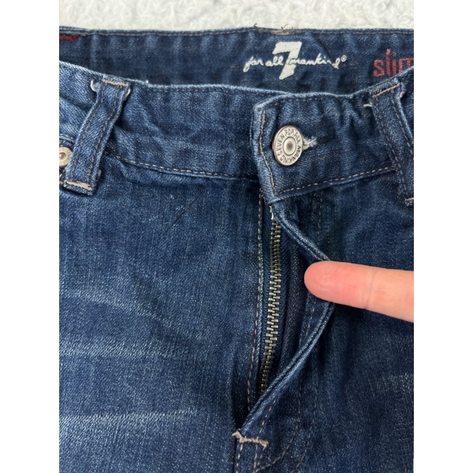 7 For All Mankind 7 For All Mankind Jeans Slimmy Straight Leg Juniors 16 Blue Denim 26x28 Women Regular 5-Pocket Distressed Cotton Blend Naked? Size 38" / US 16 / IT 52 - 5 Thumbnail