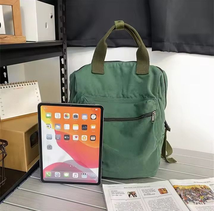 The Unbranded Brand Vintage Green Canvas Backpack Size ONE SIZE - 2 Thumbnail