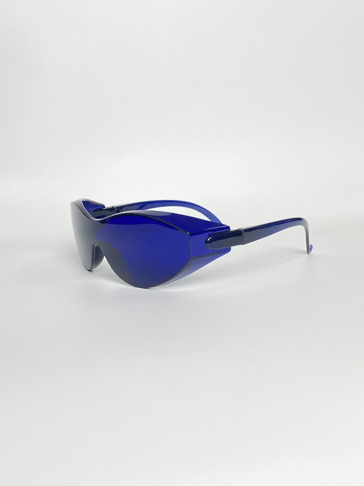 Japanese Brand Y2k Large Wide Safety Glasses Sunglasses Blue Unisex OS Size ONE SIZE - 8 Thumbnail