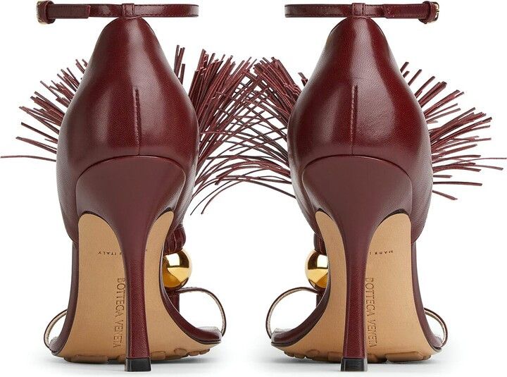 Bottega Veneta o1y0725 Leather Ankle Thong Strap Sandals in Burgundy Size US 8.5 / IT 38.5 - 3 Thumbnail