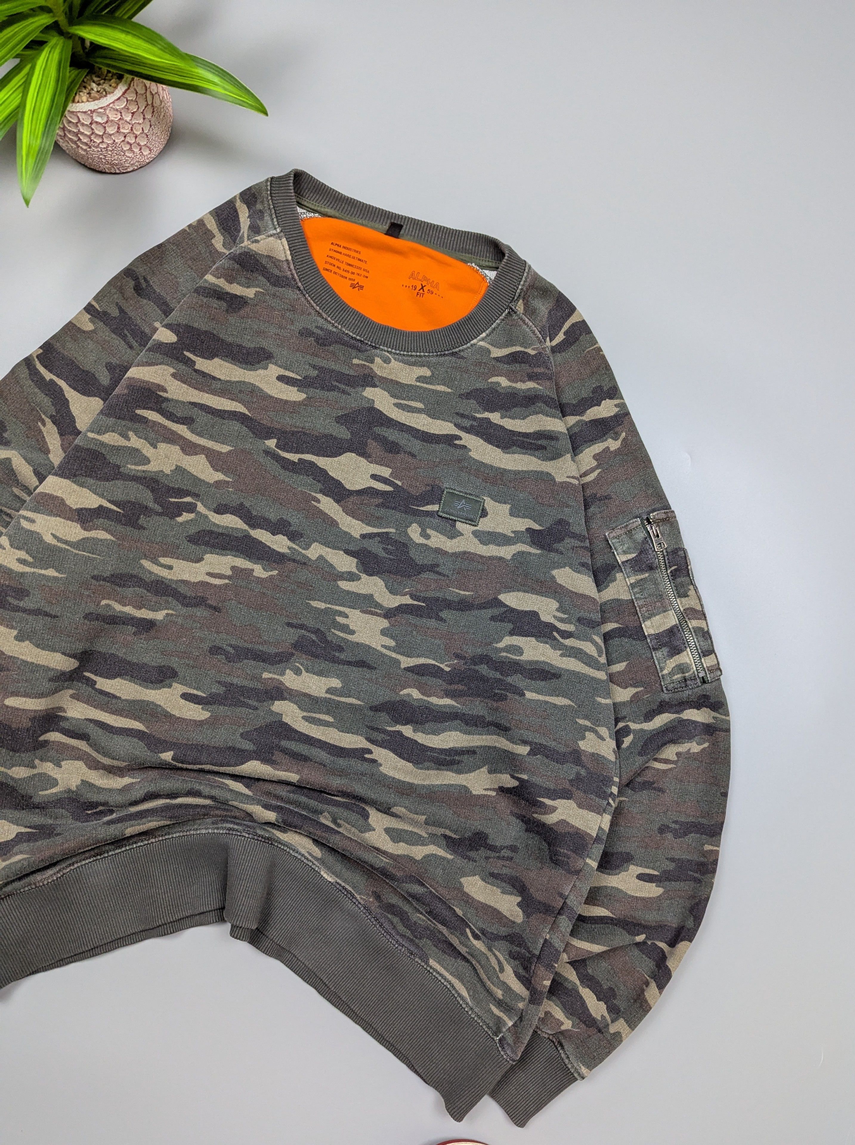 Alpha Industries ALPHA INDUSTRIES Men Military Camouflage Army Sweatshirt XXL Size US XXL / EU 58 / 5 - 3 Thumbnail