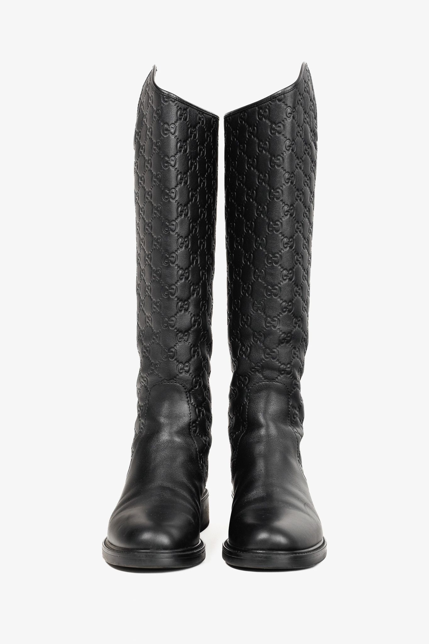 Gucci Gucci Maud Nero Guccissima Leather Knee-High Riding Boots Size US 8.5 / IT 38.5 - 6 Thumbnail