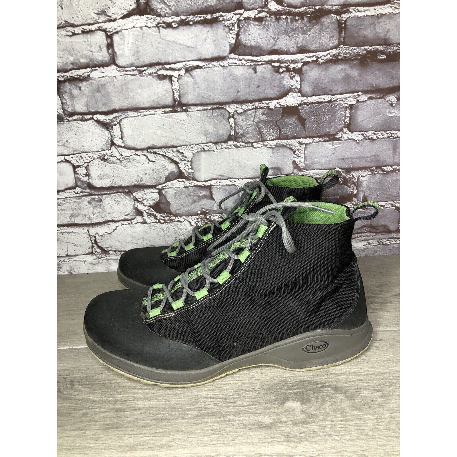 Chaco Chaco Tedinho Bulloo Black Canvas Green Lace Up Hiking Boots Size US 11 / EU 44 - 13 Thumbnail