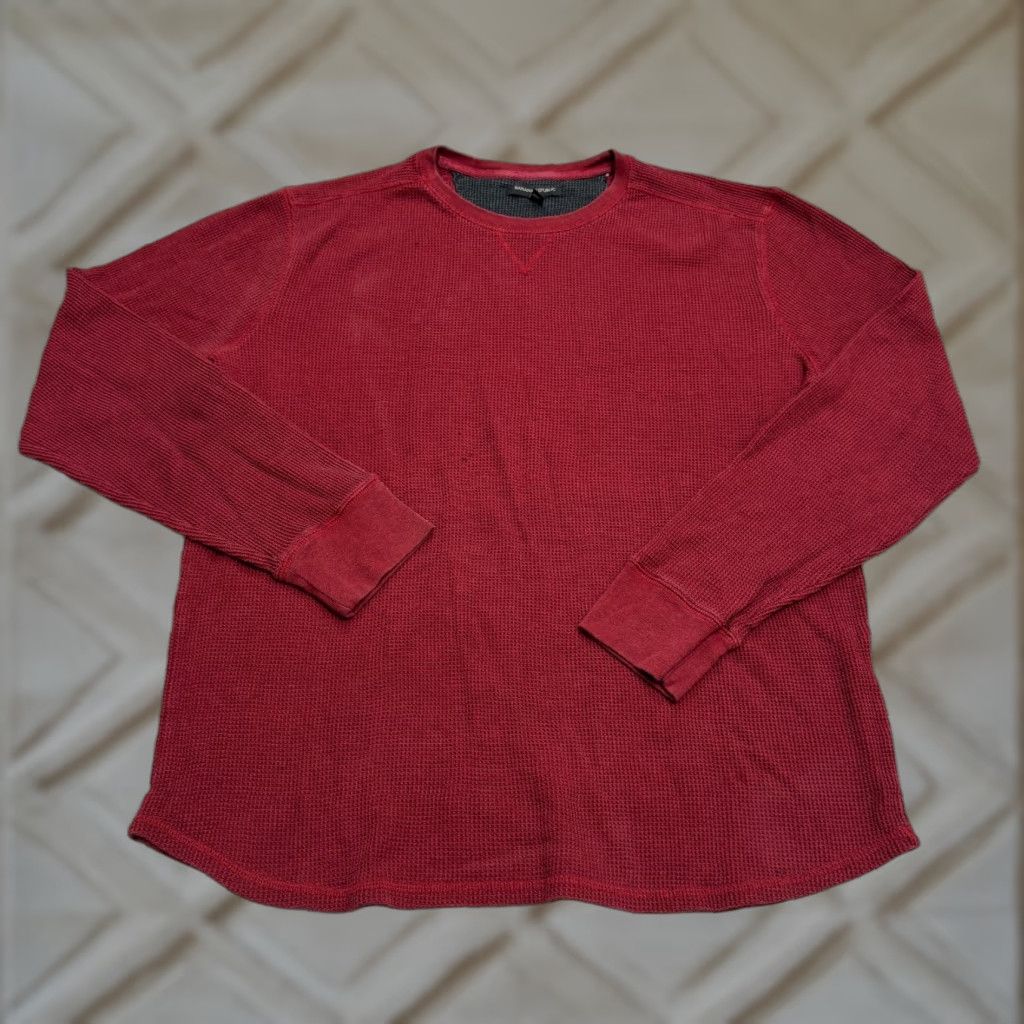Banana Republic Banana Republic Thermal Waffle Knit Pullover Sweater Men XL Red Crew Neck Cotton Size US XL / EU 56 / 4 - 1 Thumbnail