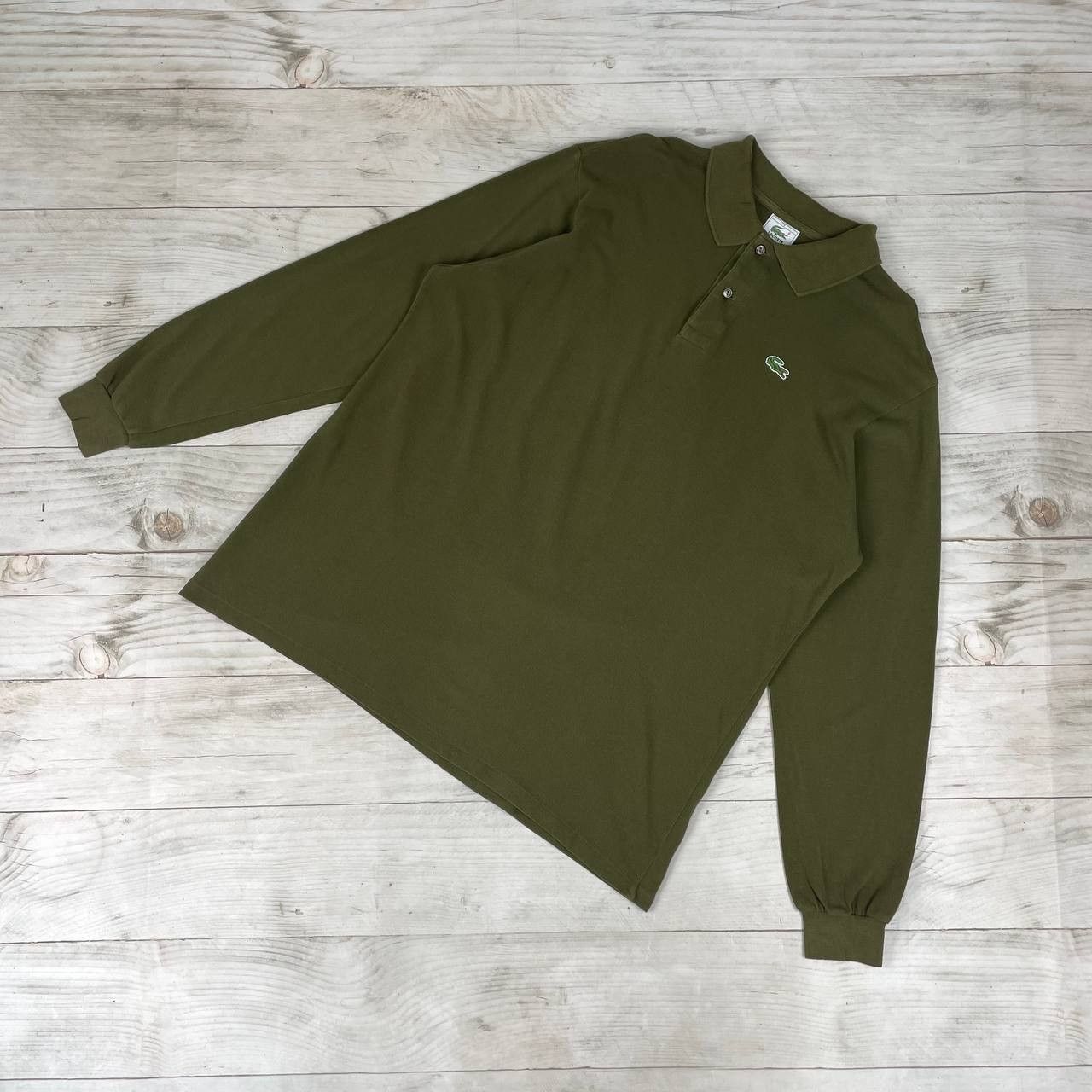 Lacoste Vintage Lacote Polo Long Sleeve Shirt Khaki Size US XXL / EU 58 / 5 - 1 Thumbnail