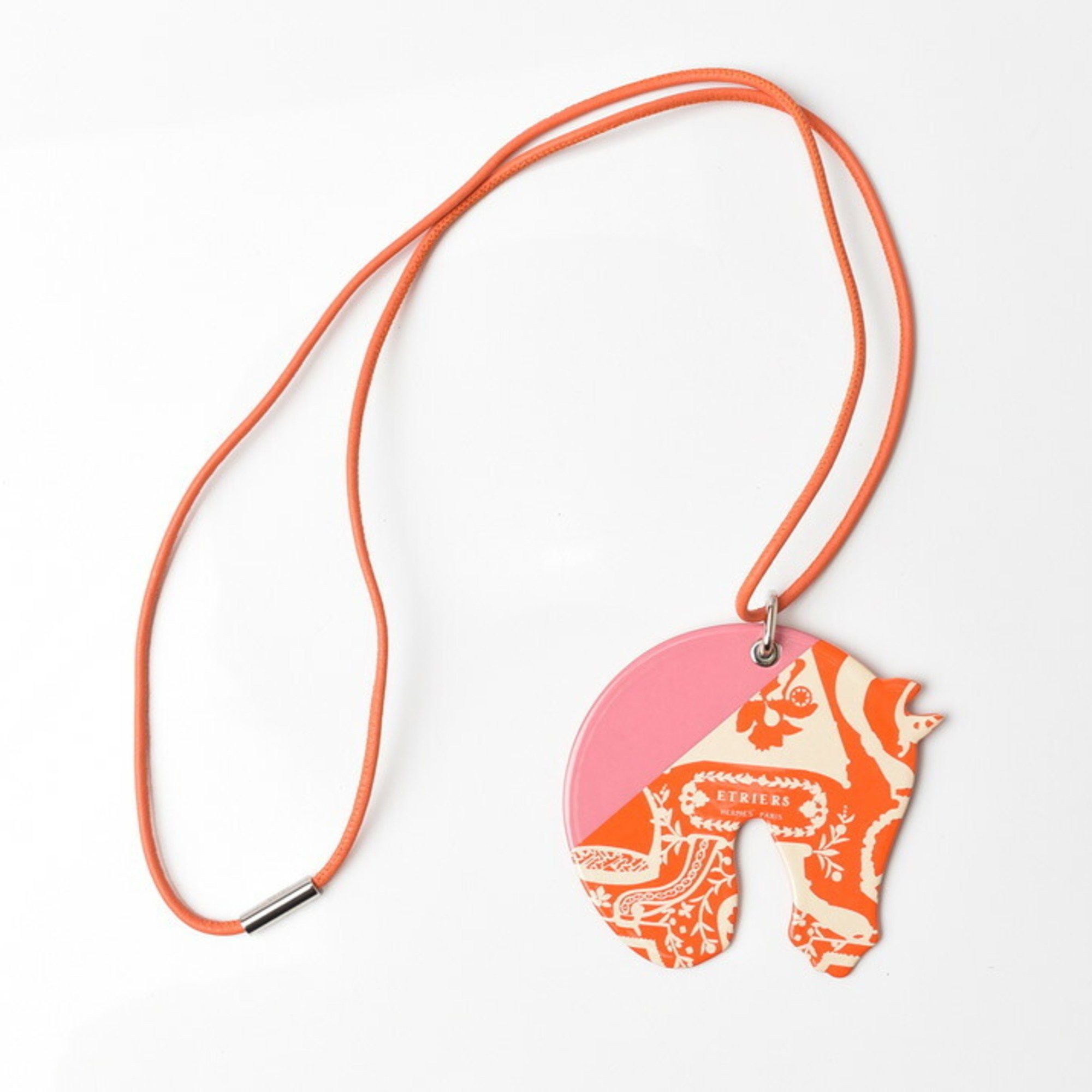 Hermes Hermes Necklace Pendant HERMES Choker Tattersall TATERSALE GM Orange Multi Rose Size ONE SIZE - 1 Thumbnail