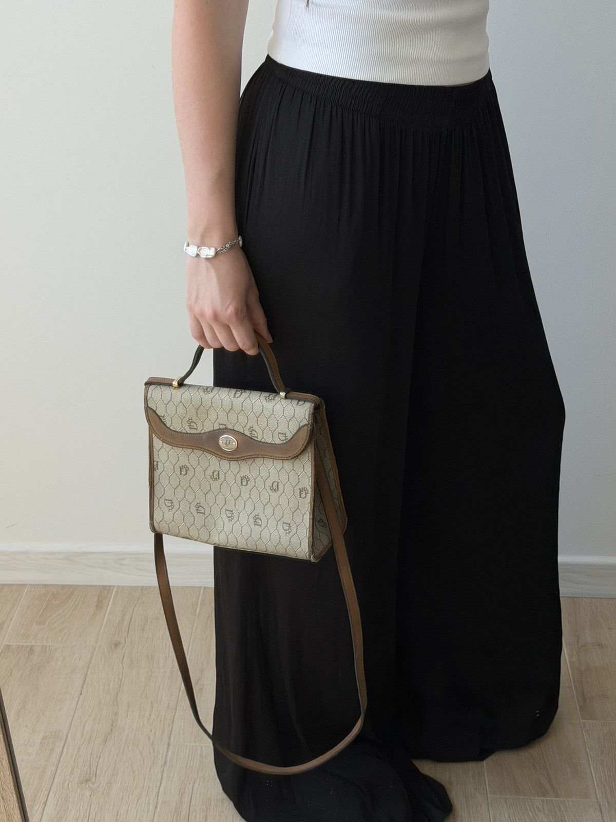Dior Christian Dior France Vintage Honeycomb Canvas Leather Bag Size ONE SIZE - 10 Thumbnail