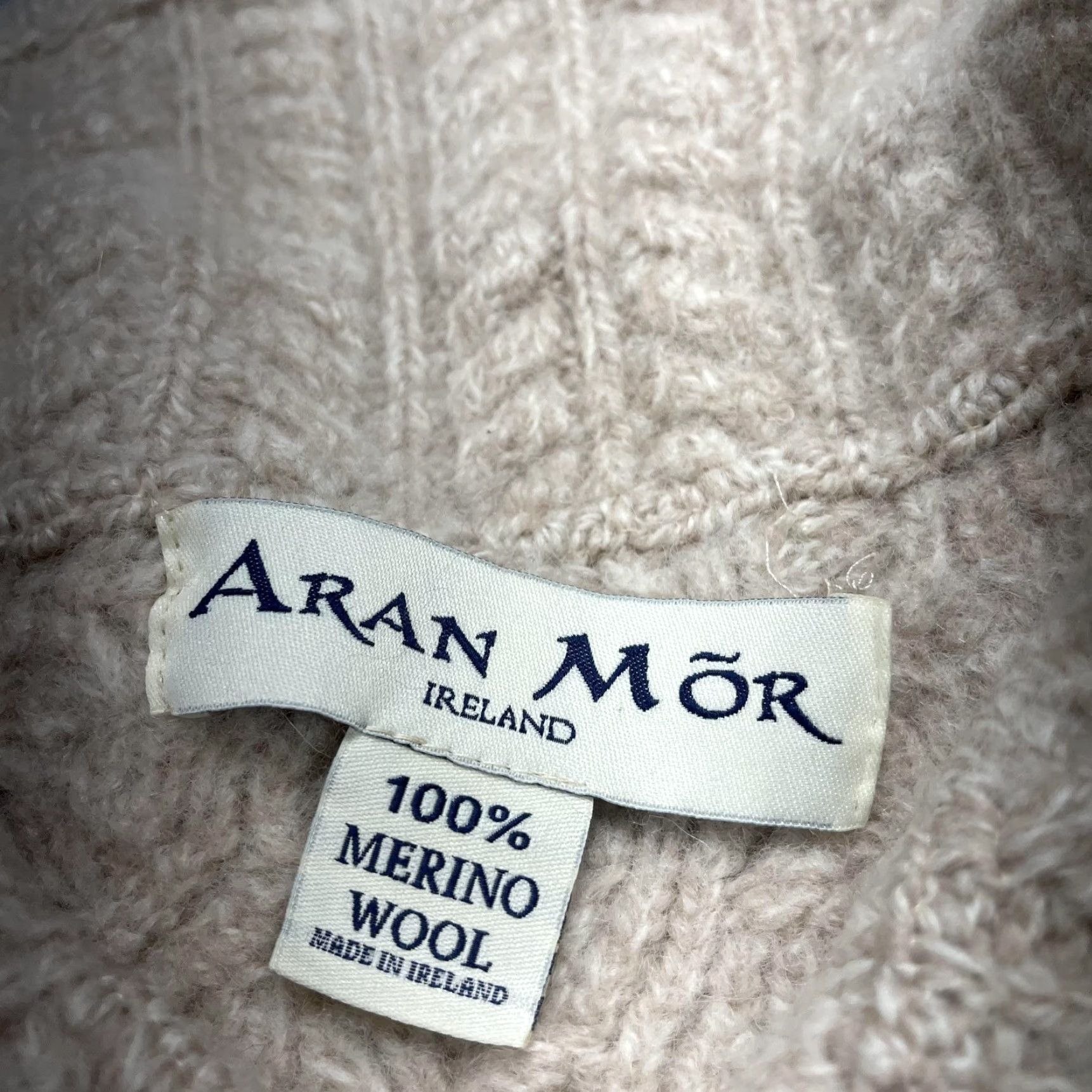 Vintage Aran Mor Sweater Cardigan Wool White Womens M Merino Cable Knit Front Pockets Ireland Winter Medium Size M / US 6-8 / IT 42-44 - 4 Thumbnail