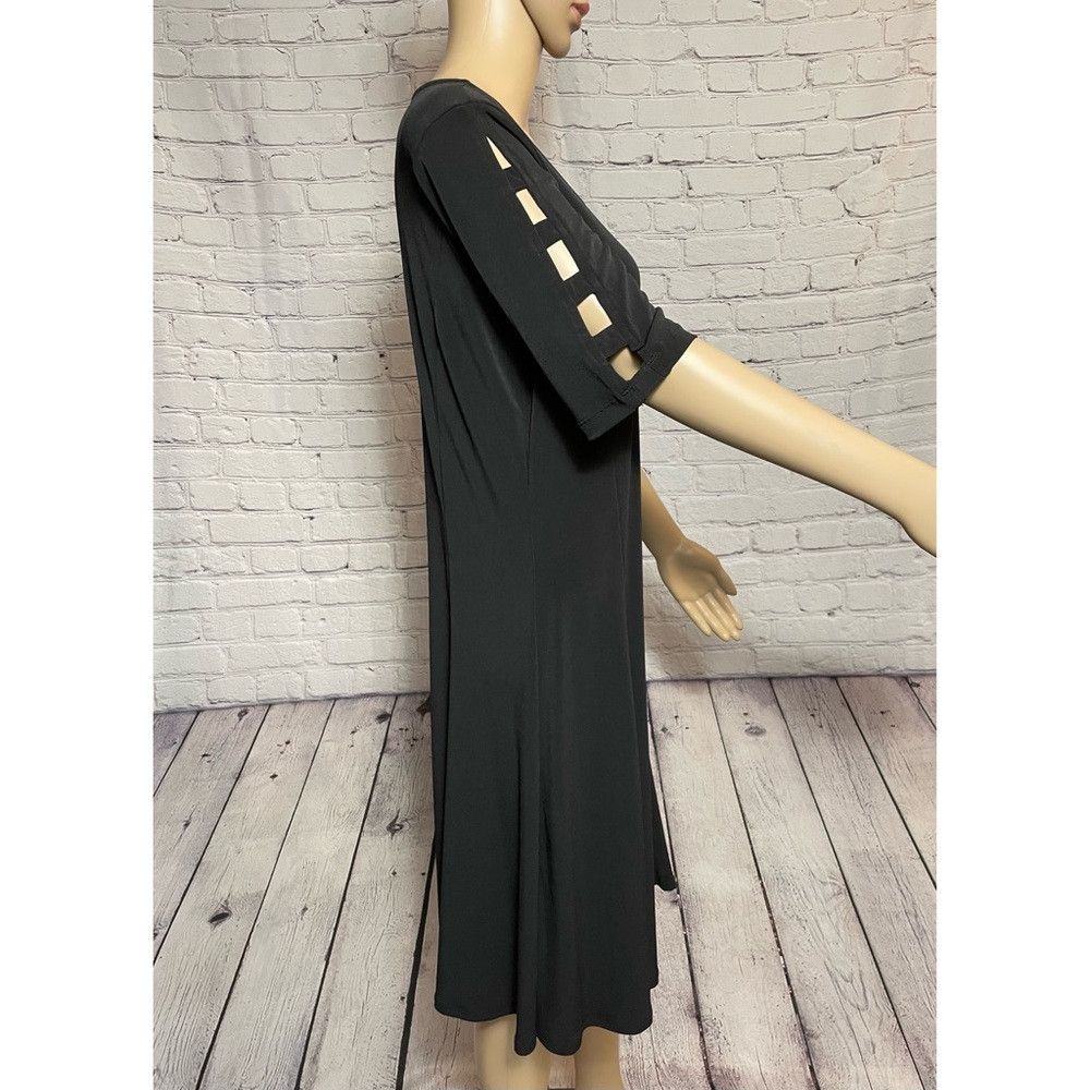 Other Susan Graver Liquid Knit Black Dress with Banded Split Elbo Size S / US 4 / IT 40 - 4 Thumbnail