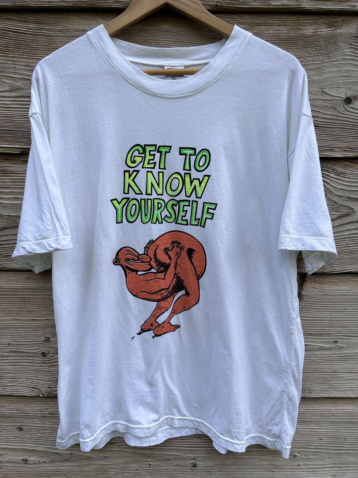 Vintage 90s Vintage Humor Get To Know Yourself T-Shirt In White Size US XL / EU 56 / 4 - 1 Thumbnail