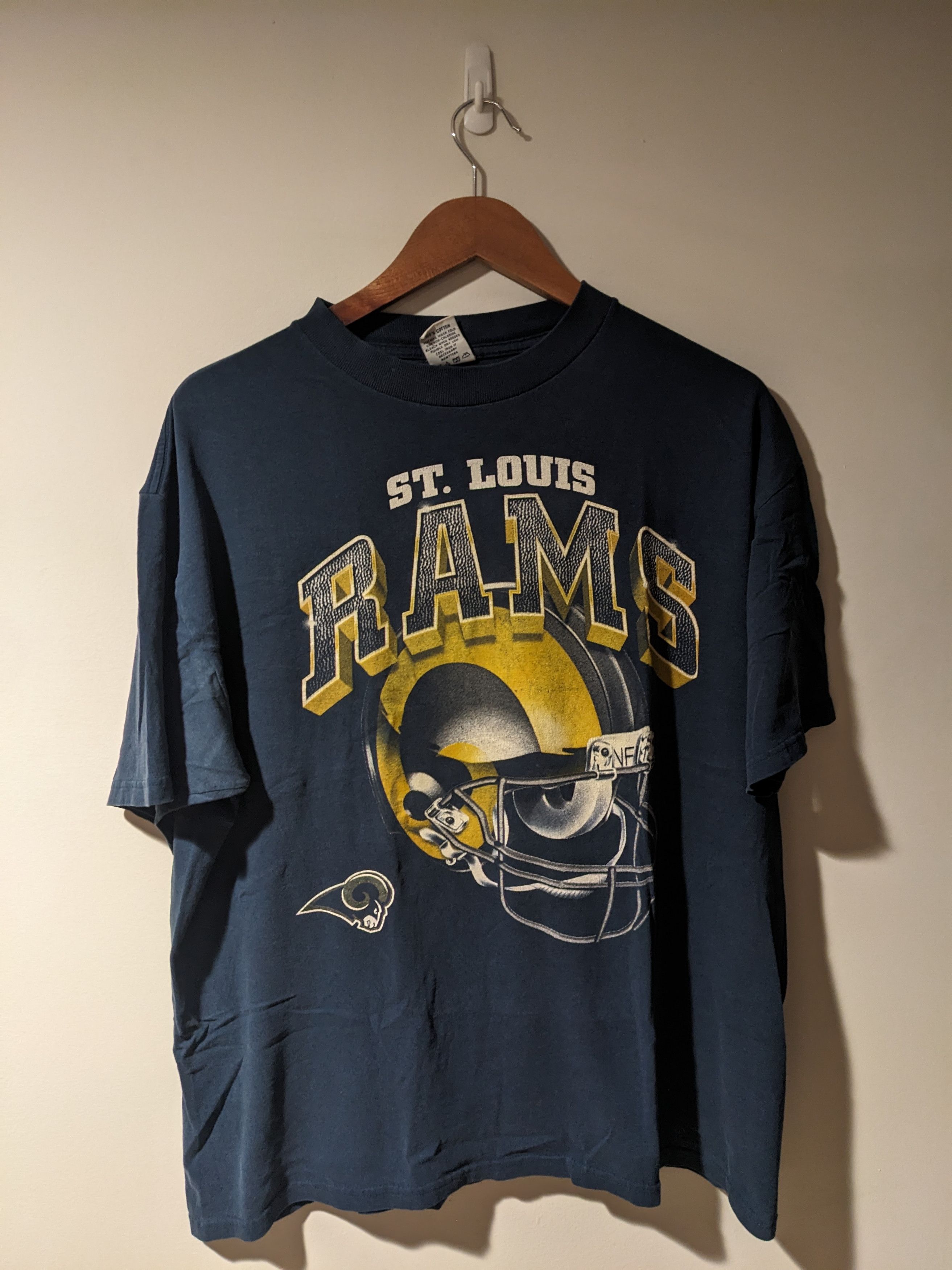 NFL × Vintage Vintage 90s St. Louis Rams NFL Football Blue Large T-Shirt Size US L / EU 52-54 / 3 - 1 Thumbnail