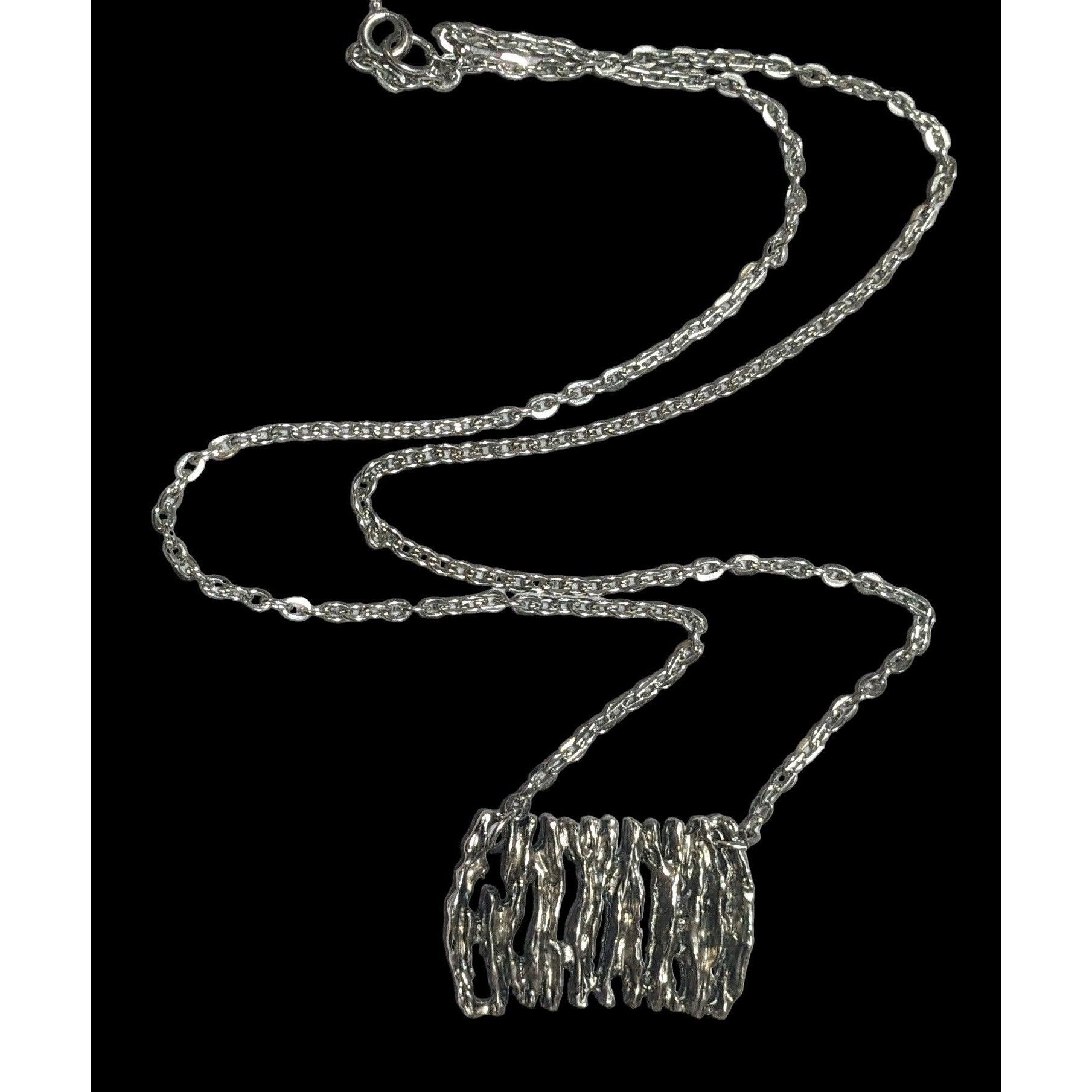 Other Abstract Silver Tree Bark Pendant Necklace Size ONE SIZE - 1 Thumbnail