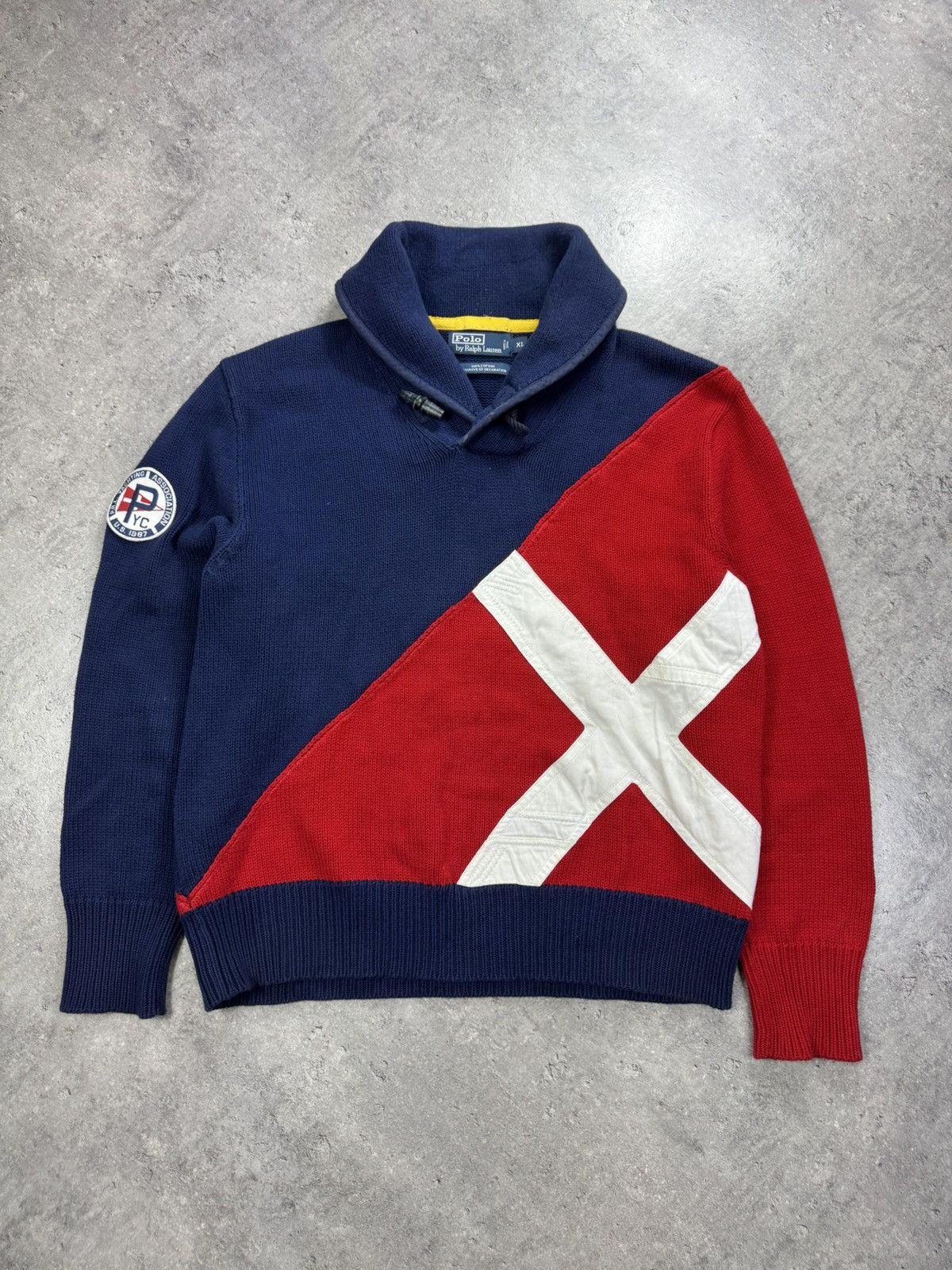 Polo Ralph Lauren KNIT - POLO RALPH LAUREN - Yachting Sweater 90s Cowl Neck Size US XL / EU 56 / 4 - 1 Thumbnail