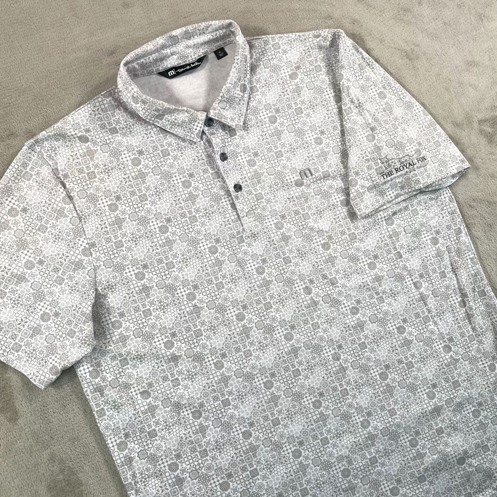 TravisMathew Travis Mathew Polo Shirt Men XL Gray Geometric Logo Short Sleeve Collared Button Polo NWOT Beach Golf Travel Casual Activewear Size US XL / EU 56 / 4 - 3 Thumbnail