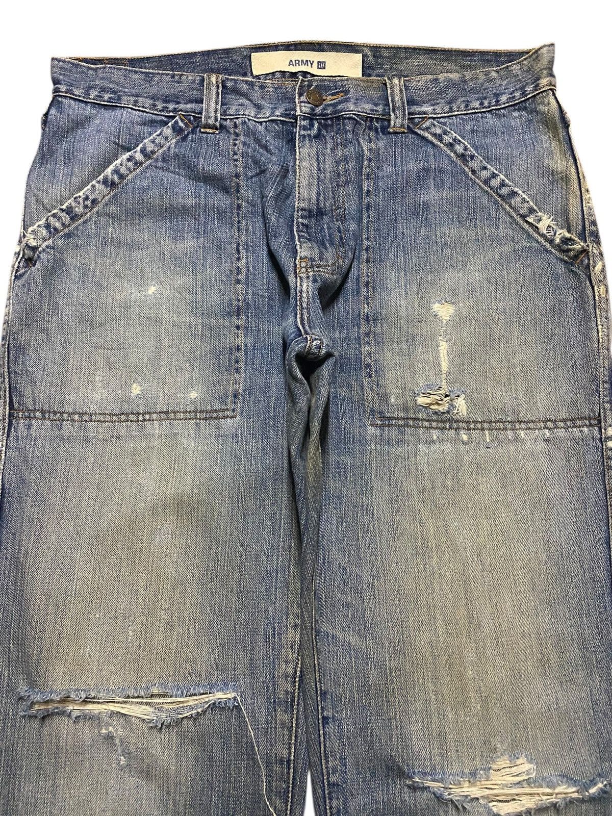 Dapper Dan × Gap Vintage Gap Army Light Wash Distressed Baggy Jeans Size US 35 - 3 Thumbnail
