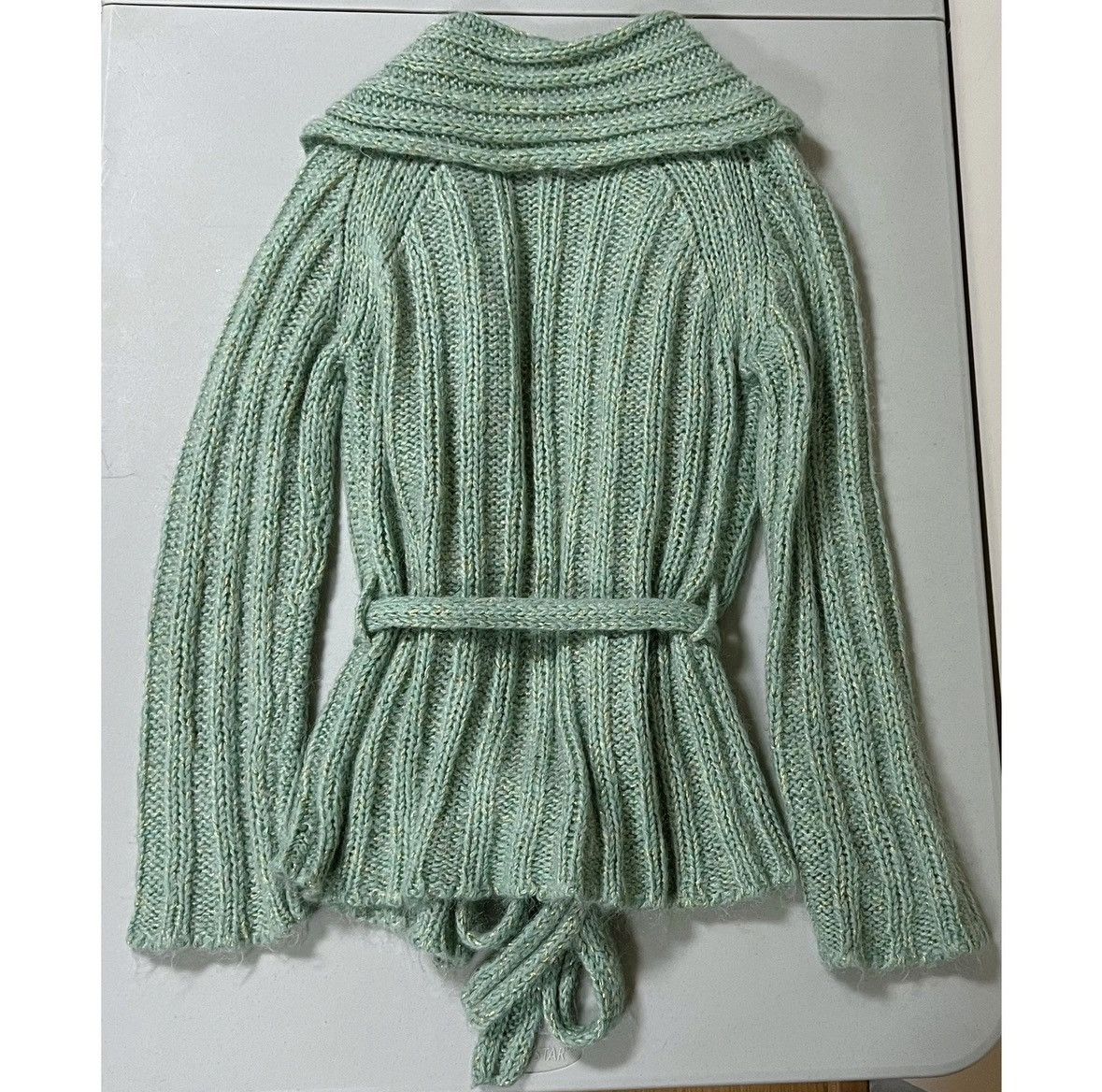 Bebe Bebe Mint Green Gold Knit Sweater Cardigan Outwear Size S ✨ Size S / US 4 / IT 40 - 6 Thumbnail