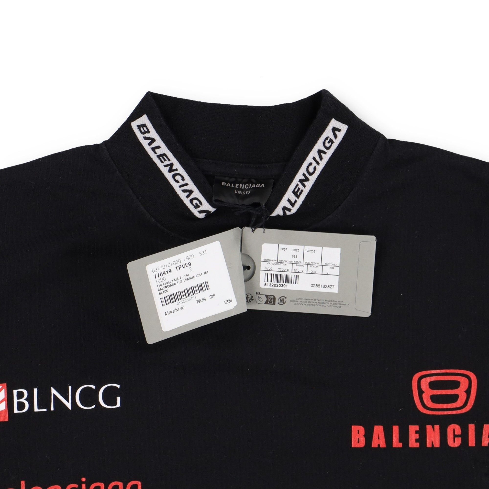 Balenciaga Black Top League Multi Logo Oversized T-Shirt Size US S / EU 44-46 / 1 - 6 Thumbnail
