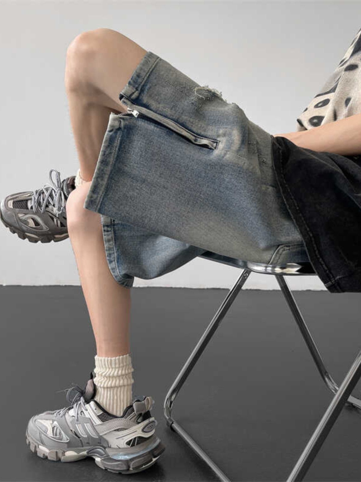 Japanese Brand × Jean Loose straight casual distressed denim shorts Size US 32 / EU 48 - 3 Thumbnail