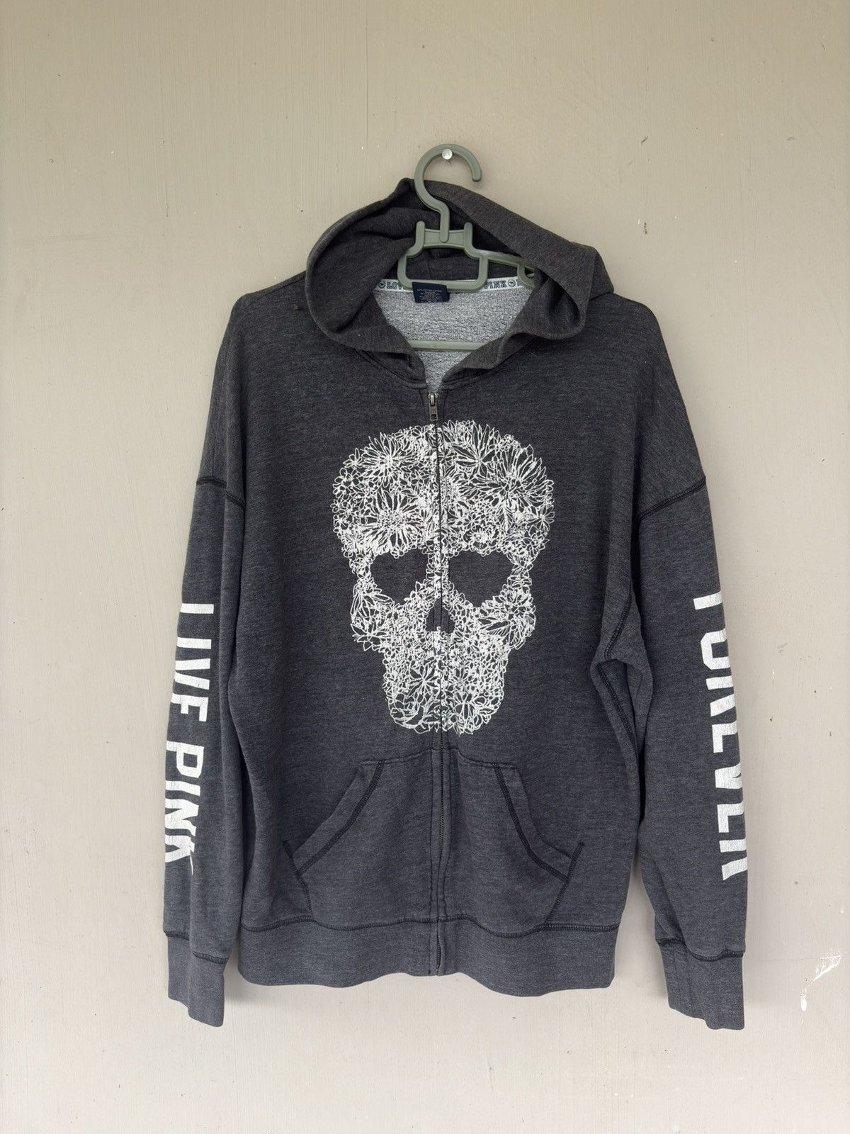 Pink PINK Skull Print Full Zip Hoodie Charcoal Grey Size US M / EU 48-50 / 2 - 1 Thumbnail
