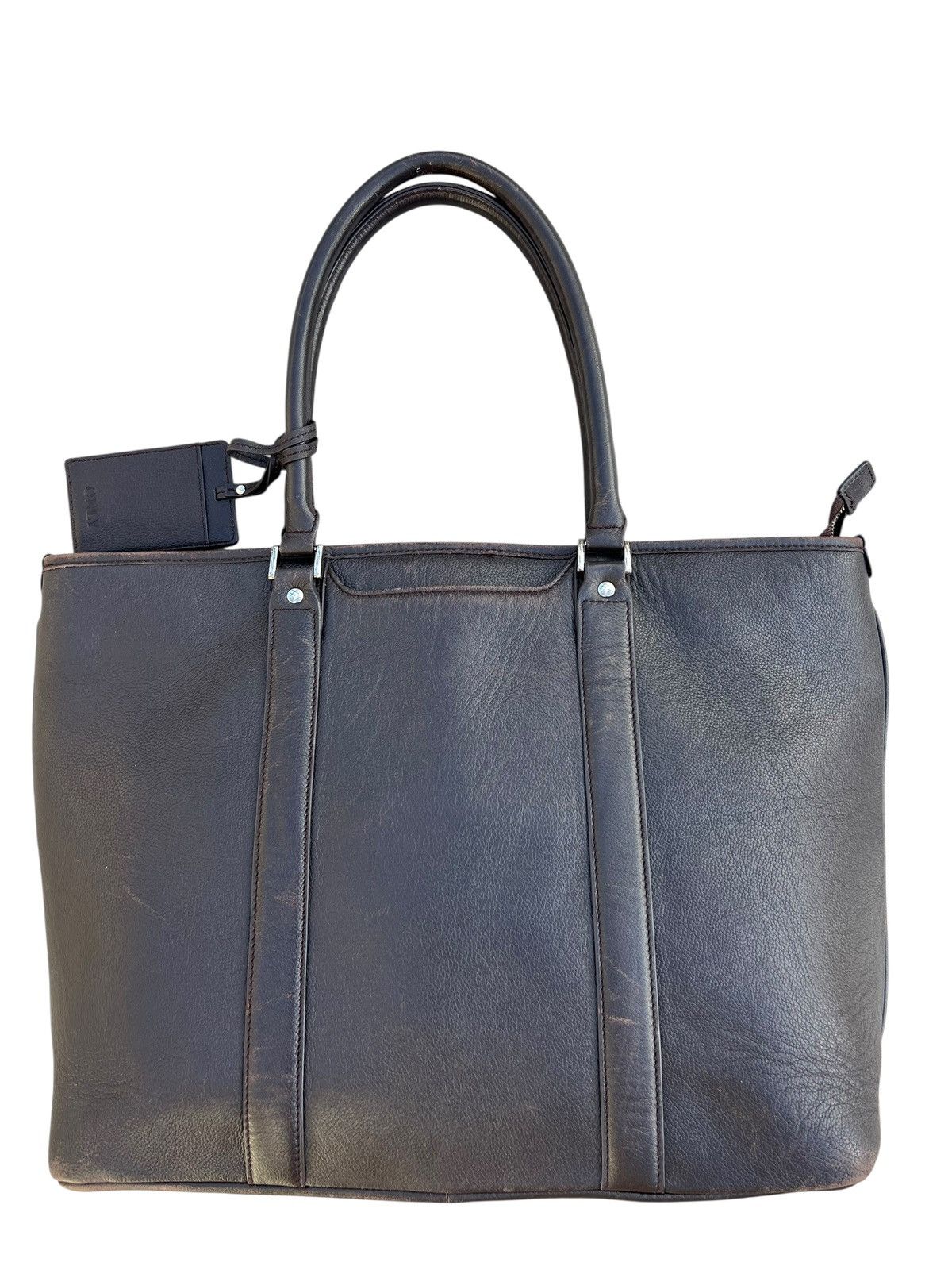 Leather ONLY Japan Distressed Patina Brown Leather Tote Bag Size ONE SIZE - 1 Thumbnail
