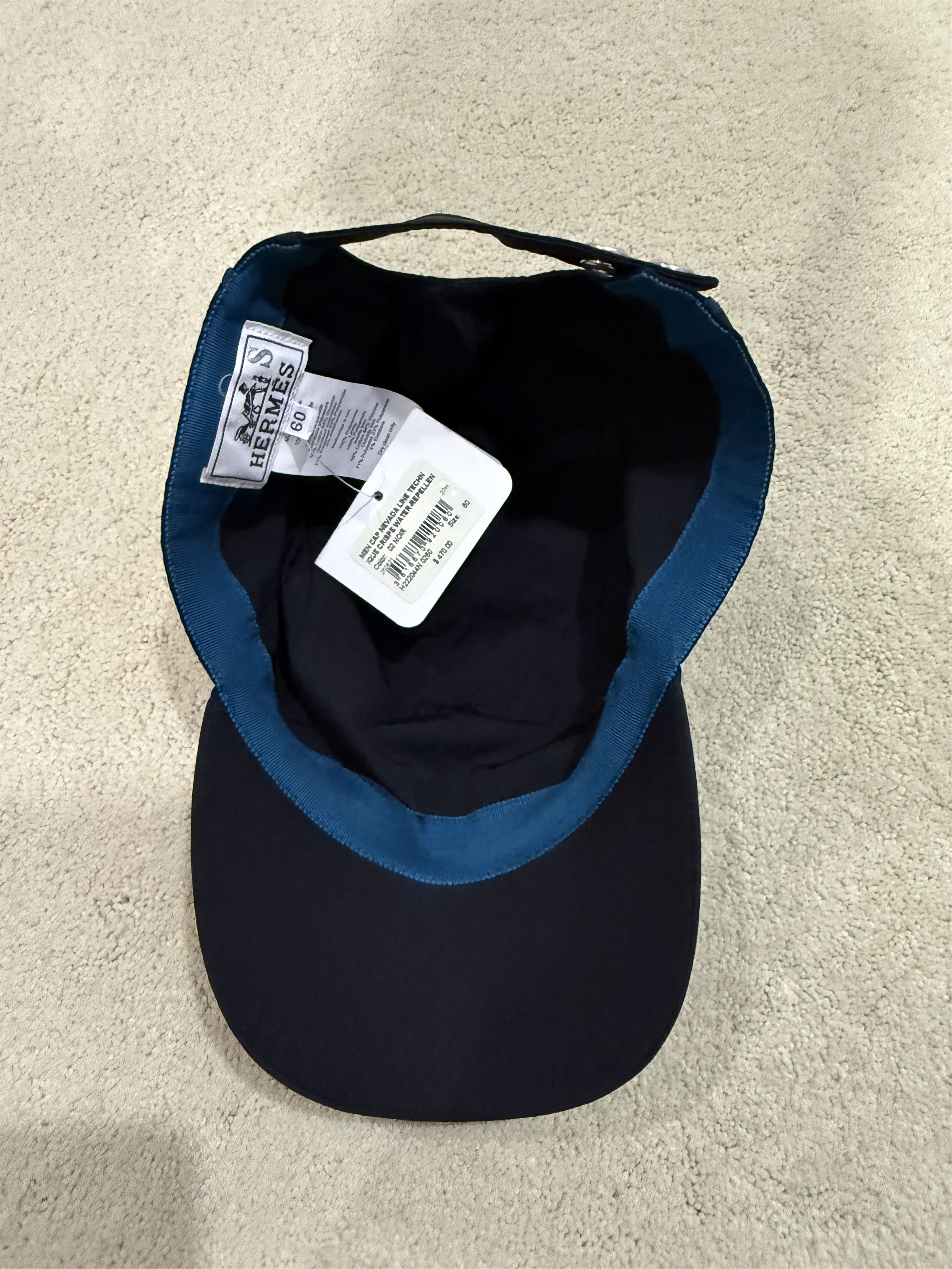 Hermes HERMES AUTHENTIC COTTON BLACK WITH BLUE TRIM NEVADA CAP Size ONE SIZE - 5 Thumbnail