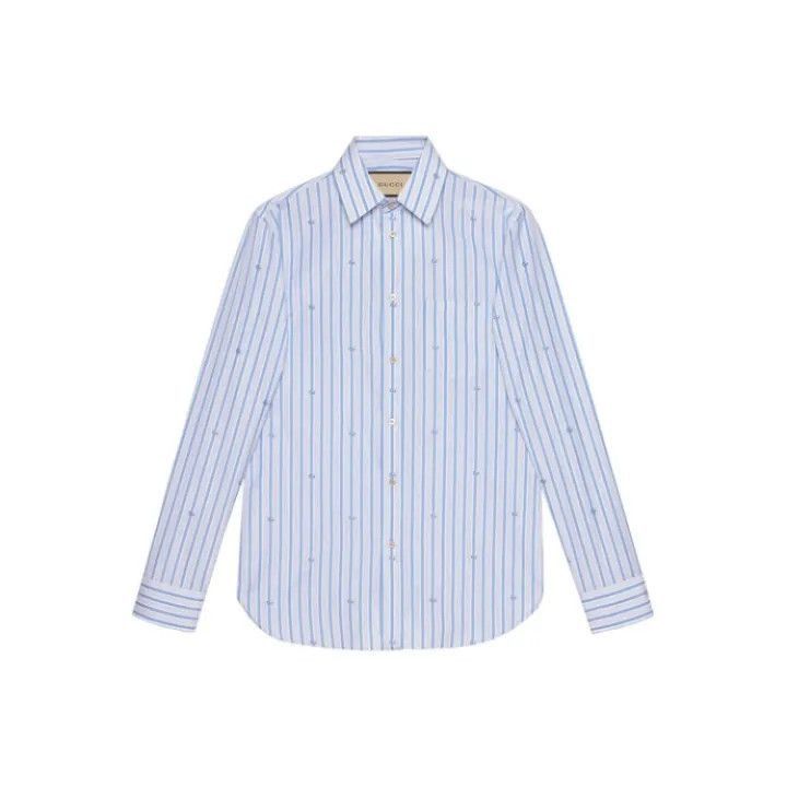 Gucci Gucci Gucci SS21 Blue Striped Dress Shirt -2506 Size US M / EU 48-50 / 2 - 1 Thumbnail