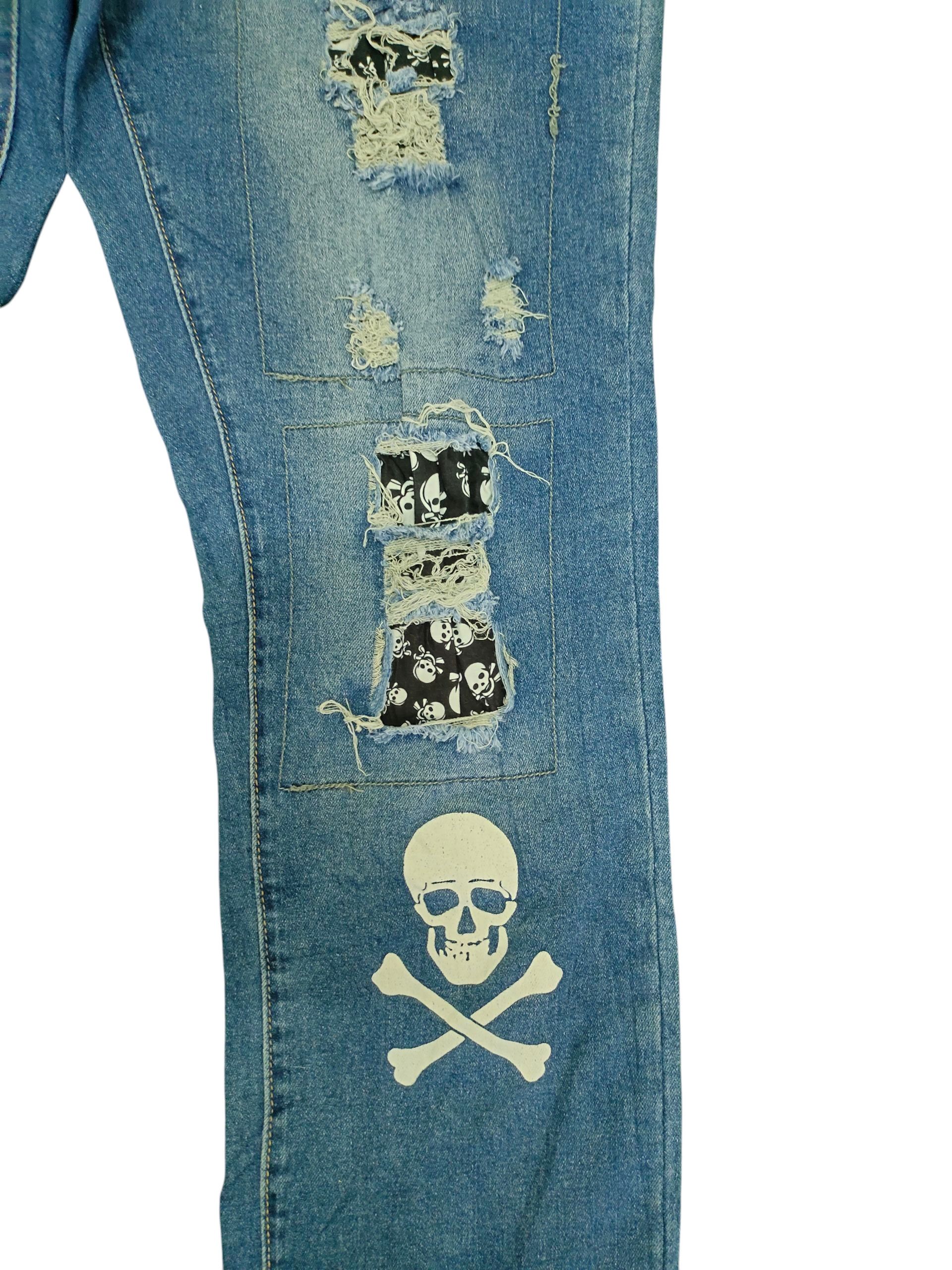 Comme des Garcons × Undercover Japanese Brand Skull Patchwork Distress Denim Jeans Size US 34 / EU 50 - 3 Thumbnail