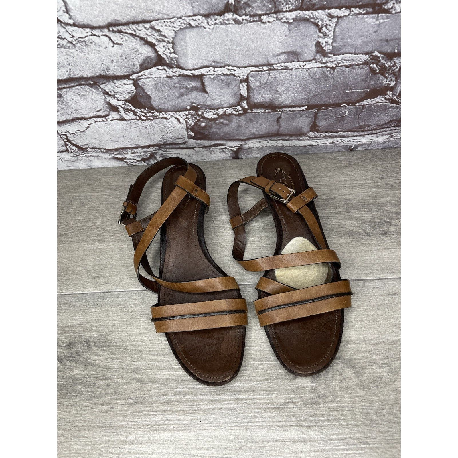 Tod's Tod's Brown Leather Wedge Strappy Ankle Strap Sandals Women Size US 9.5 / IT 39.5 - 21 Thumbnail