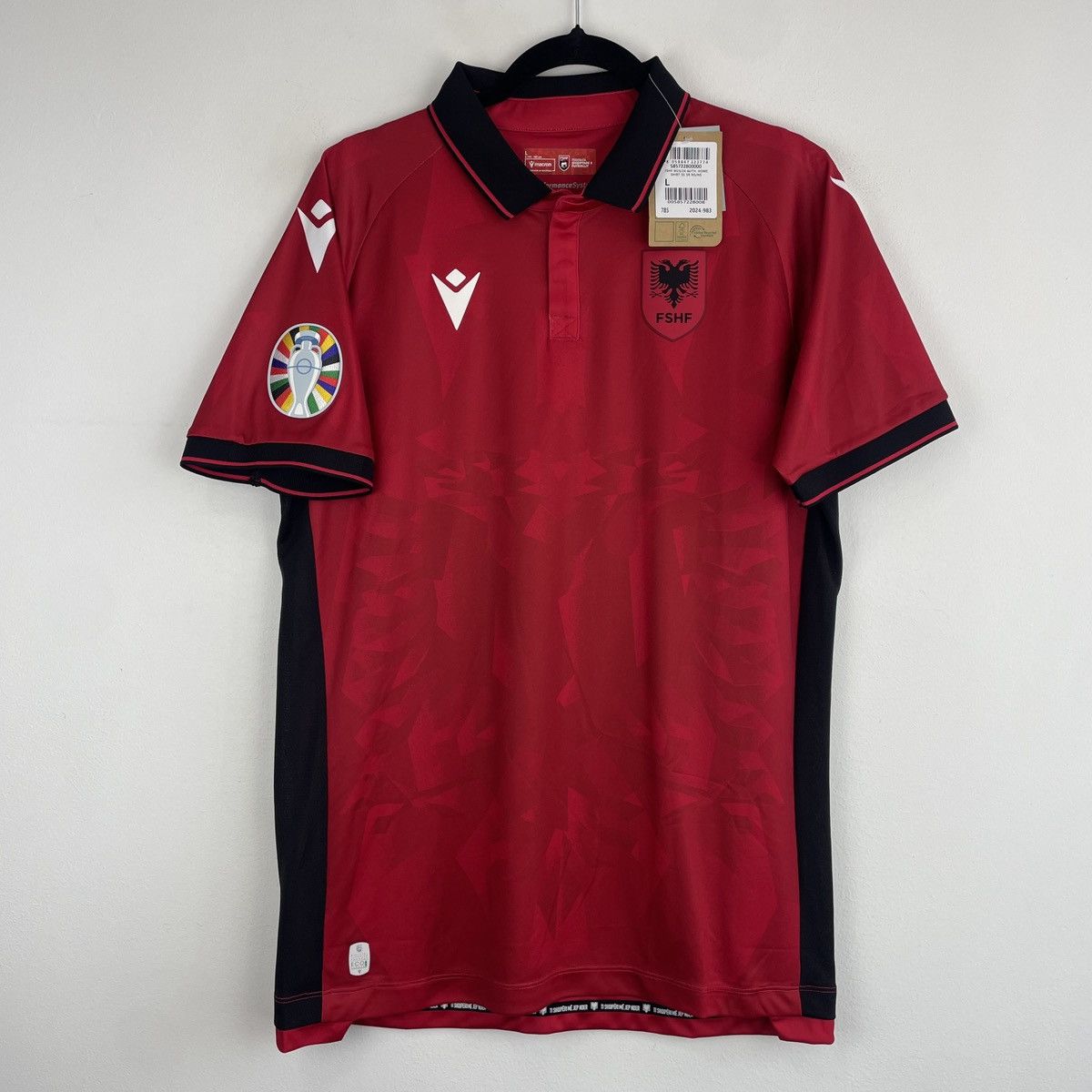 Macron Albania Authentic Home Jersey Shirt Men Euro 2024 size L Size US L / EU 52-54 / 3 - 1 Thumbnail