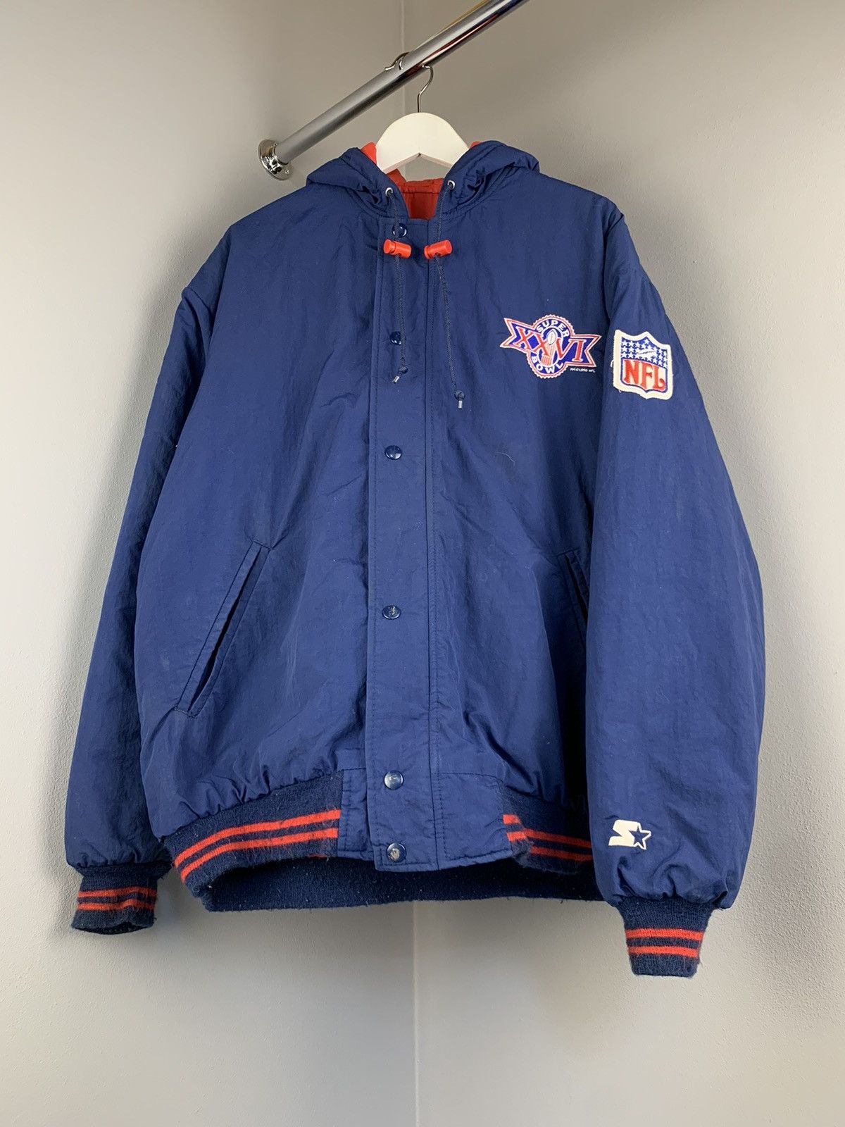 Pre-owned Starter X Vintage Jacket Starter Super Bowl 1990 Nhl In Blue
