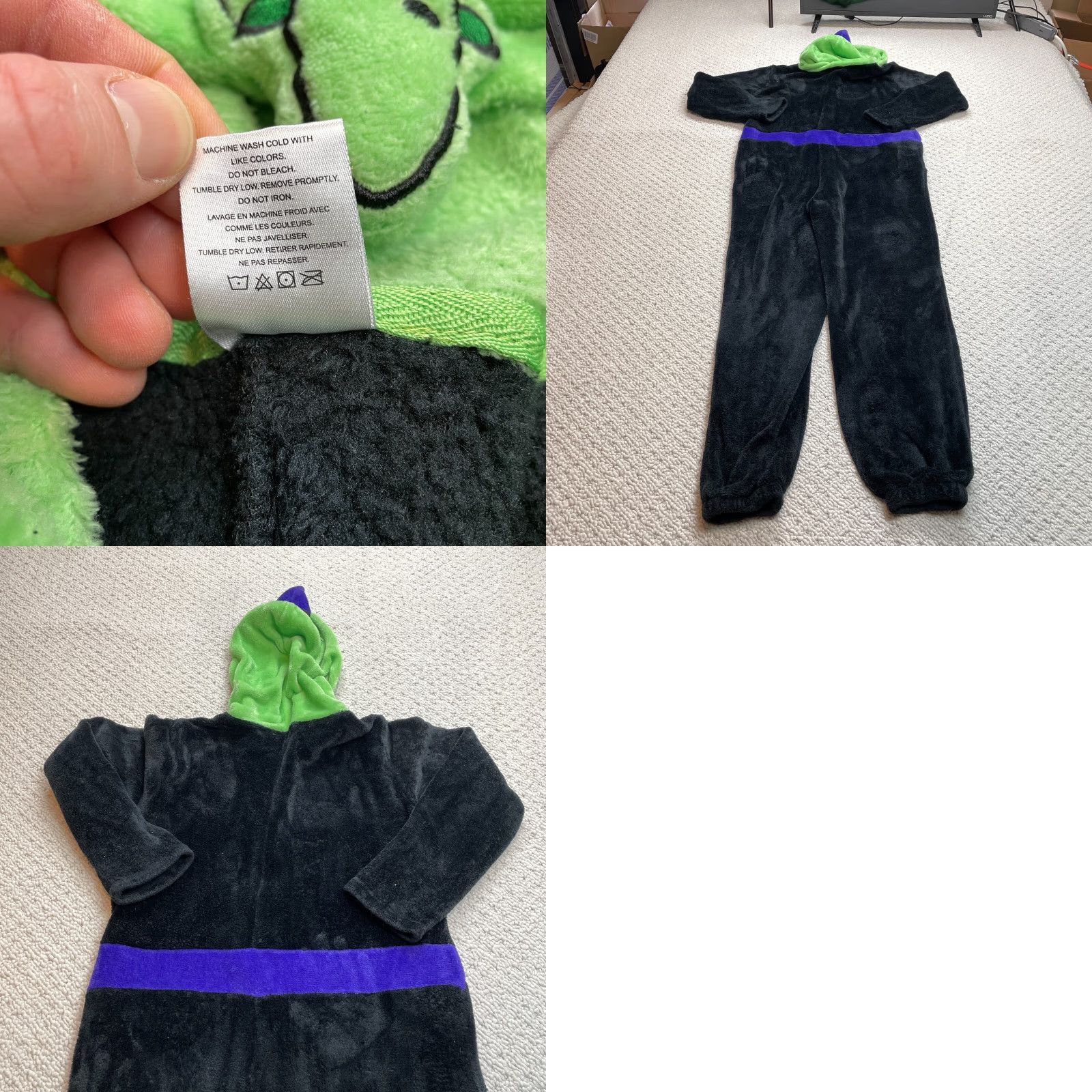 Vintage Body Candy One Piece Hooded Pajama Plush Character Body Candy Black Witch Costume Large Size L Womens Halloween Hooded One Piece Pattern Solid Zipper Size ONE SIZE - 9 Thumbnail