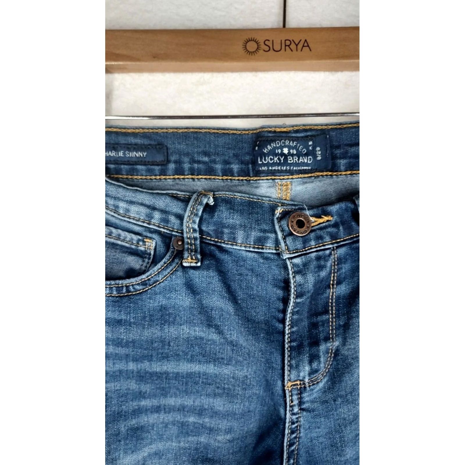Lucky Brand Lucky Brand Charlie Skinny Jeans Women 8/29 Medium Wash Denim Blue 5-Pocket Zipper Button Stretch Regular Size 8 Size 30" / US 8 / IT 44 - 3 Thumbnail