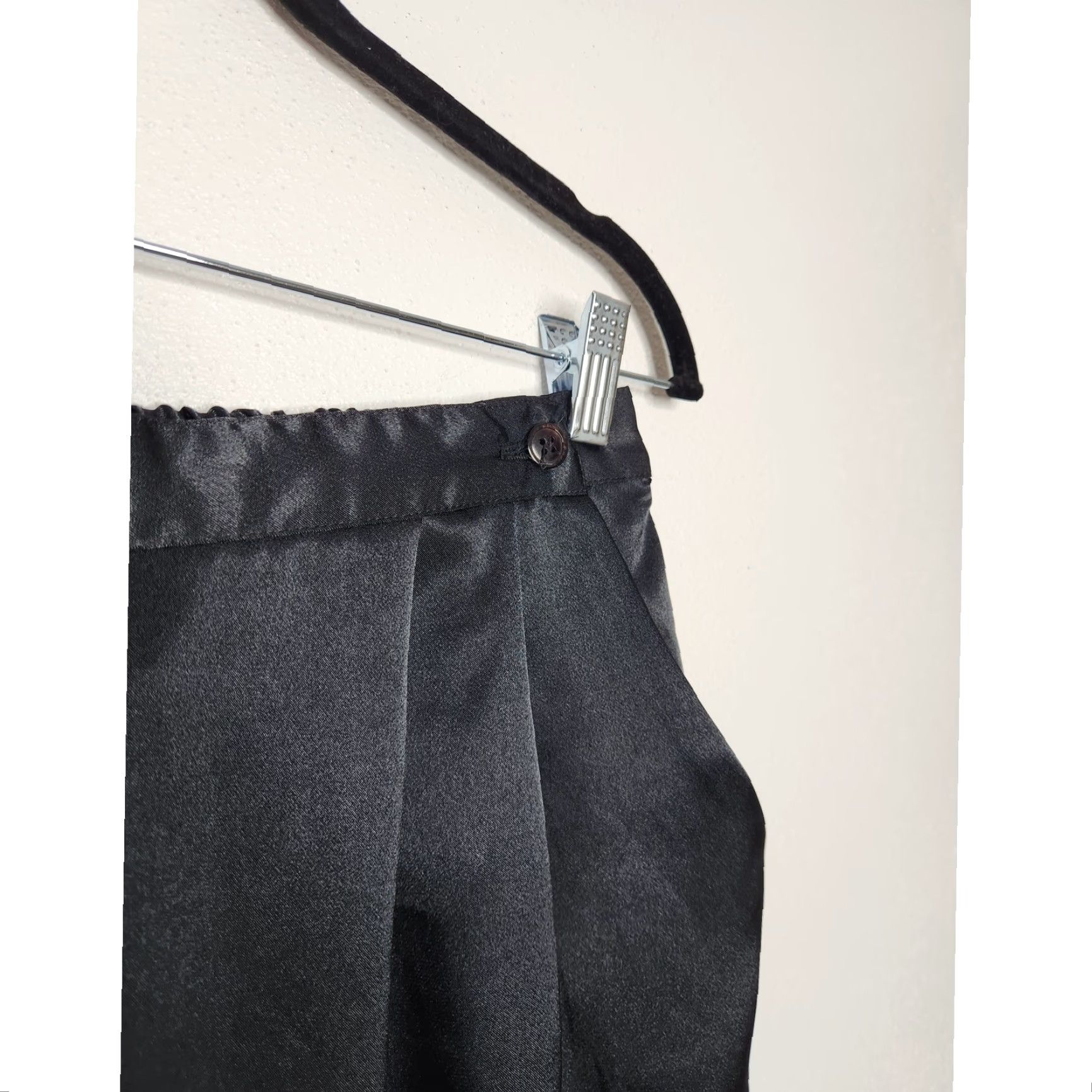 Vintage VINTAGE Black Satin Pants Bottoms Dress Pants Women's 12 Regular 42 13.5 14 27.5 90s 80s Slacks Size 34" / US 12 / IT 48 - 6 Thumbnail