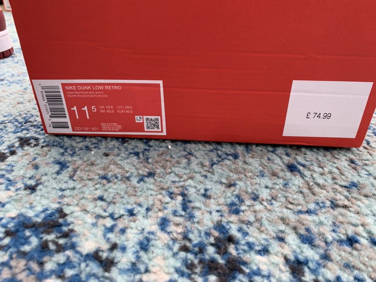 Nike Nike Dunk Low Team Red 11.5US 10.5UK Size US 11.5 / EU 44-45 - 8 Thumbnail