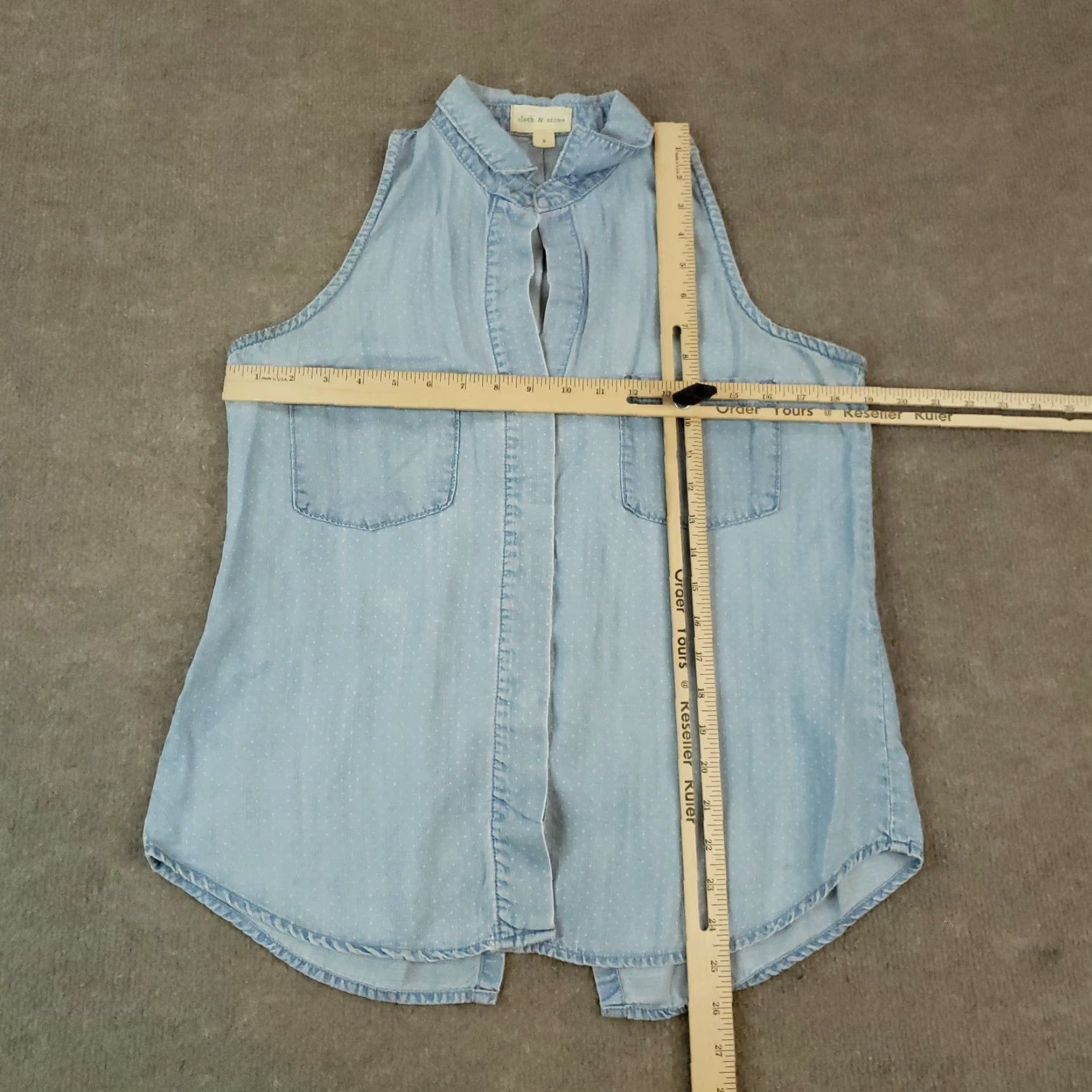 CLOT Cloth & Stone Top Womens S Blue Polka Dot Sleeveless Button-Up Casual Shirt Size S / US 4 / IT 40 - 2 Thumbnail