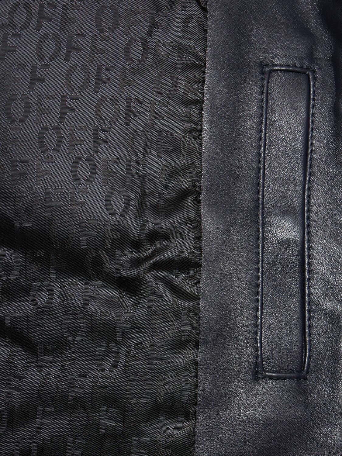 Off-White o1y0225 Logo Leather Jacket in Black Size US M / EU 48-50 / 2 - 4 Thumbnail