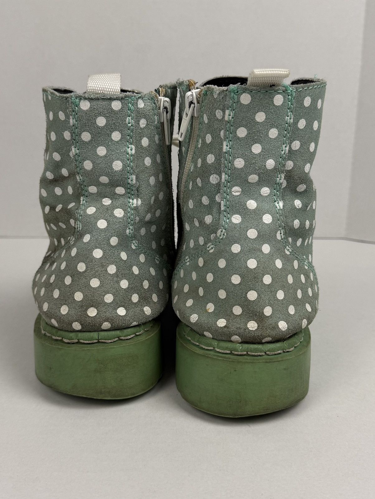 T.U.K. Footwear Anarchic TUK Boots Mint Polka Dots Anarchy Leather Combat Size US 10 / IT 40 - 6 Thumbnail