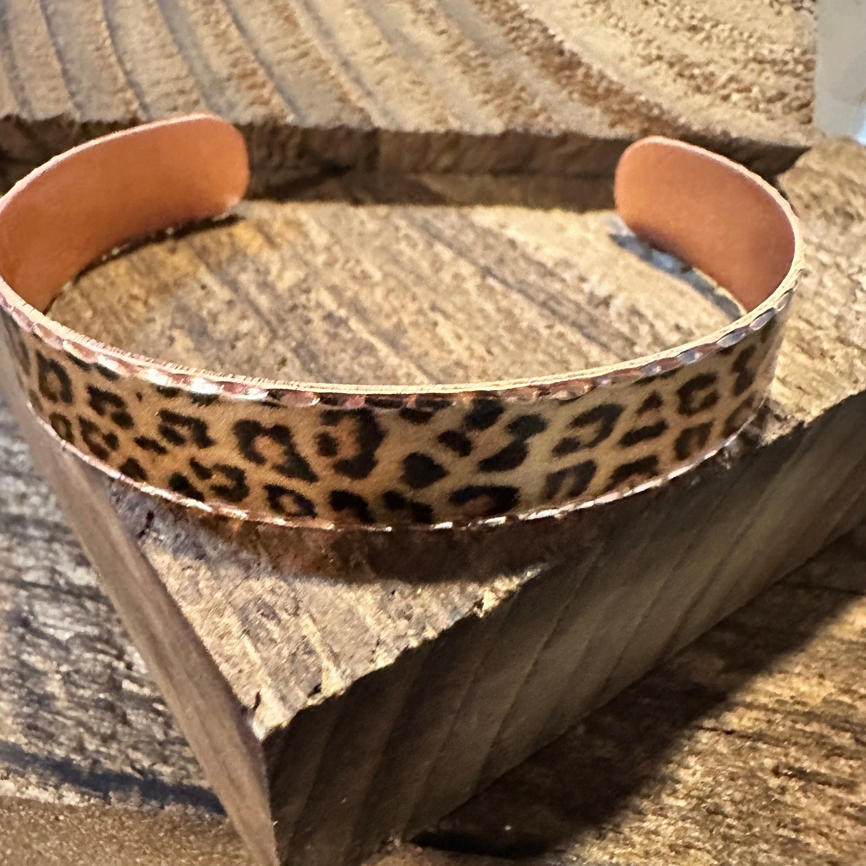 Other Handmade Boho Copper Narrow Cuff Bracelet, Diamond Cut Leopa Size ONE SIZE - 3 Thumbnail