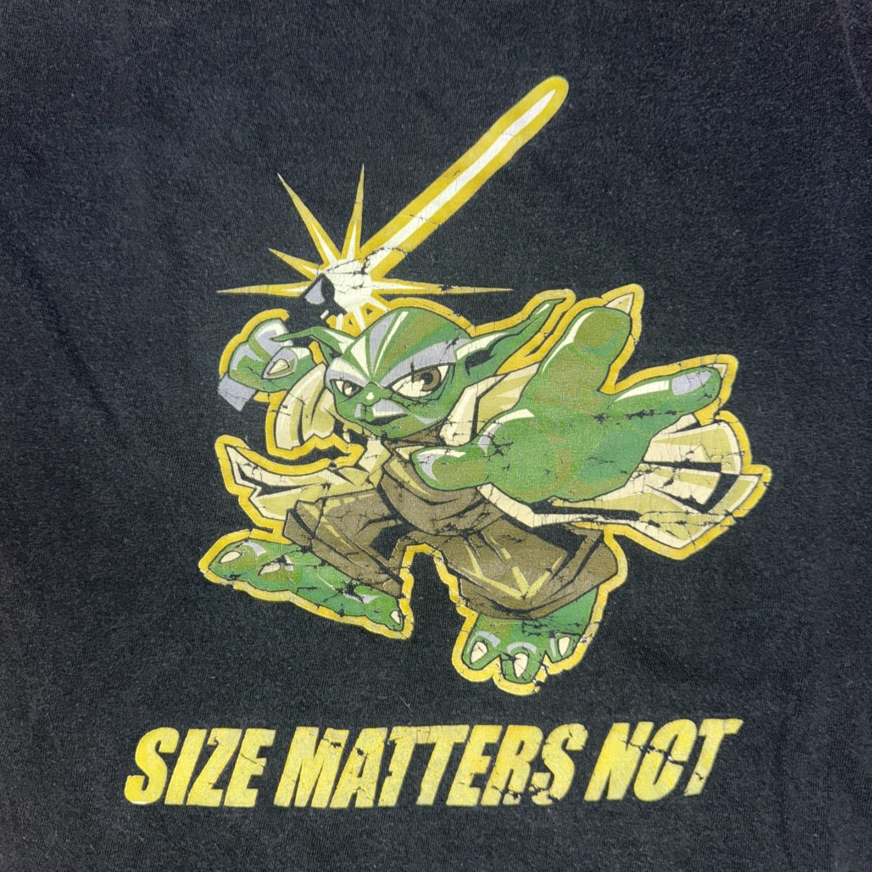 Star Wars VINTAGE Star Wars Yoda “Size Matters Not” Graphic Tee Black Small Mens T-Shirt 17x25 Jedi Size US S / EU 44-46 / 1 - 2 Thumbnail