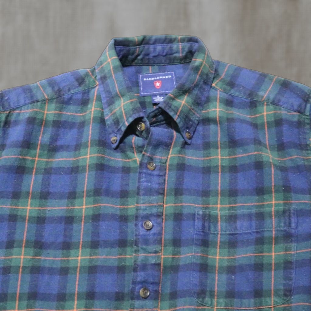 Vintage Saddlebred Shirt Button-Up Plaid Blue Green 100% Cotton Mens Size M Medium Casual Shirt Front-Button Men Saddlebred Size US M / EU 48-50 / 2 - 1 Thumbnail