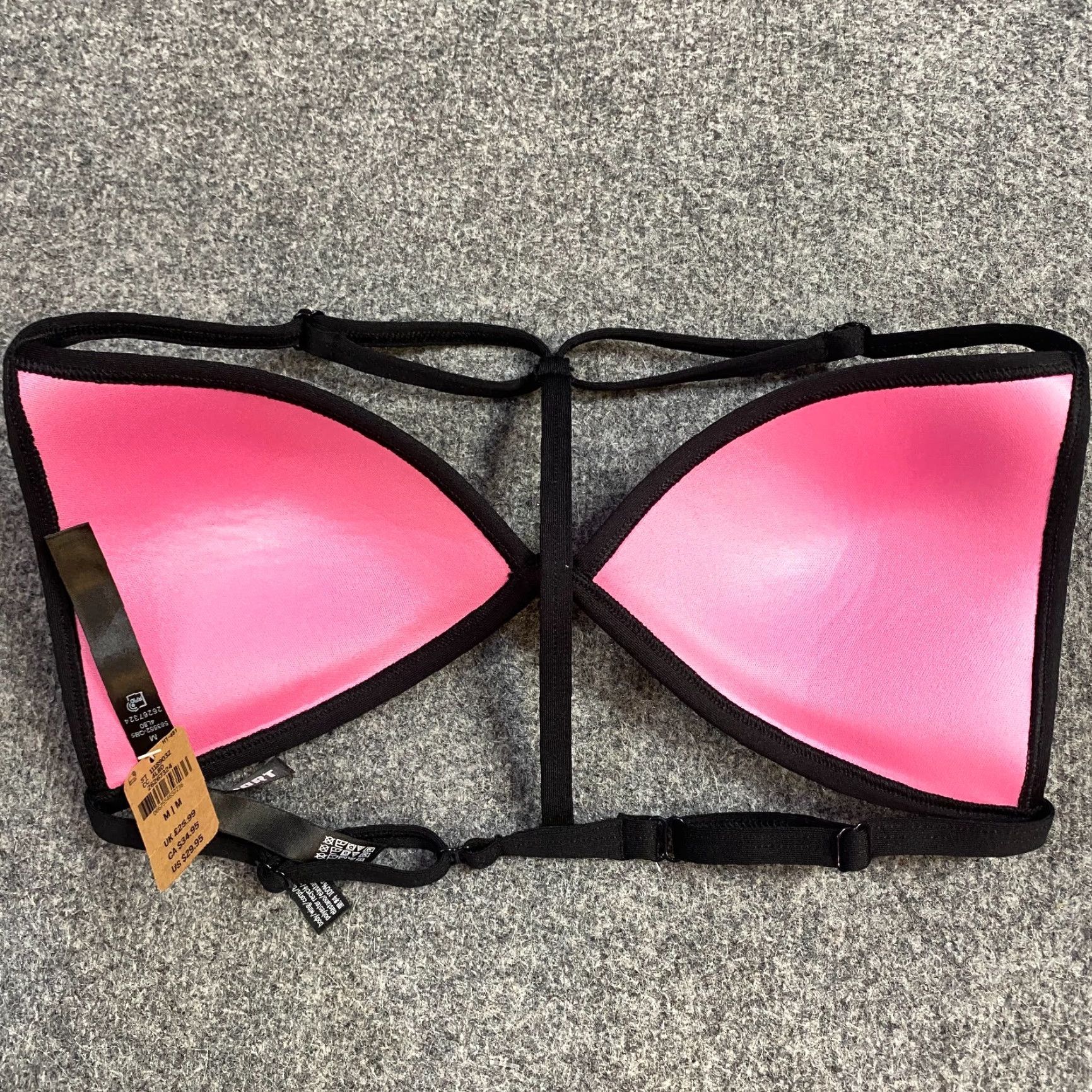 Pinko VINTAGE? Pink Victoria's Secret Bra M White Black Trim Wireless NEW Shirt Womens M White Victoria'S Secret Dream Angels B Wireless T-Shirt Bra Size ONE SIZE - 4 Thumbnail