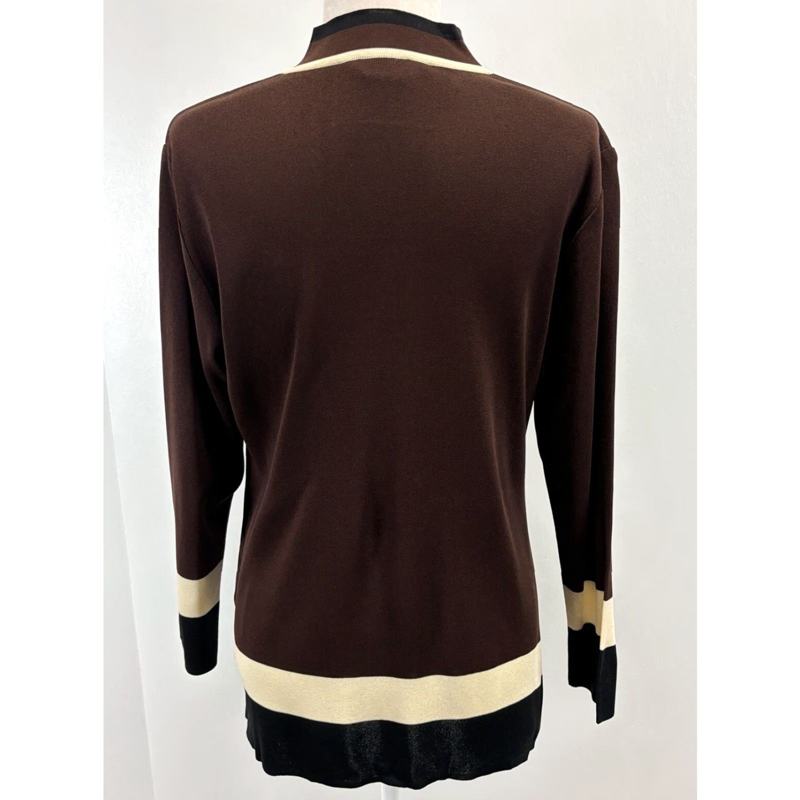 Vintage VINTAGE Exclusively Misook Sweater Petites Medium PM Brown Fine Knit Mock Neck Long Sleeve Womens Size M / US 6-8 / IT 42-44 - 3 Thumbnail