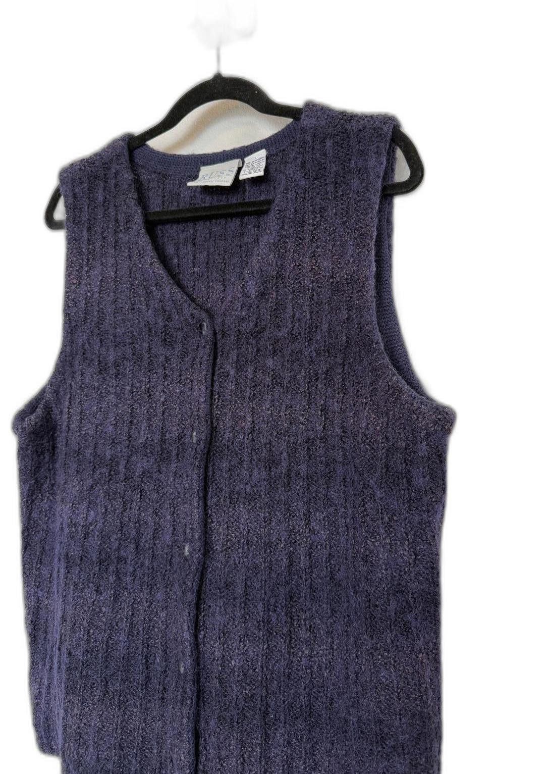 Russell Athletic Vintage 90s RUSS Women's Purple Wool Knit Sweater Vest Size XL / US 12-14 / IT 48-50 - 1 Thumbnail