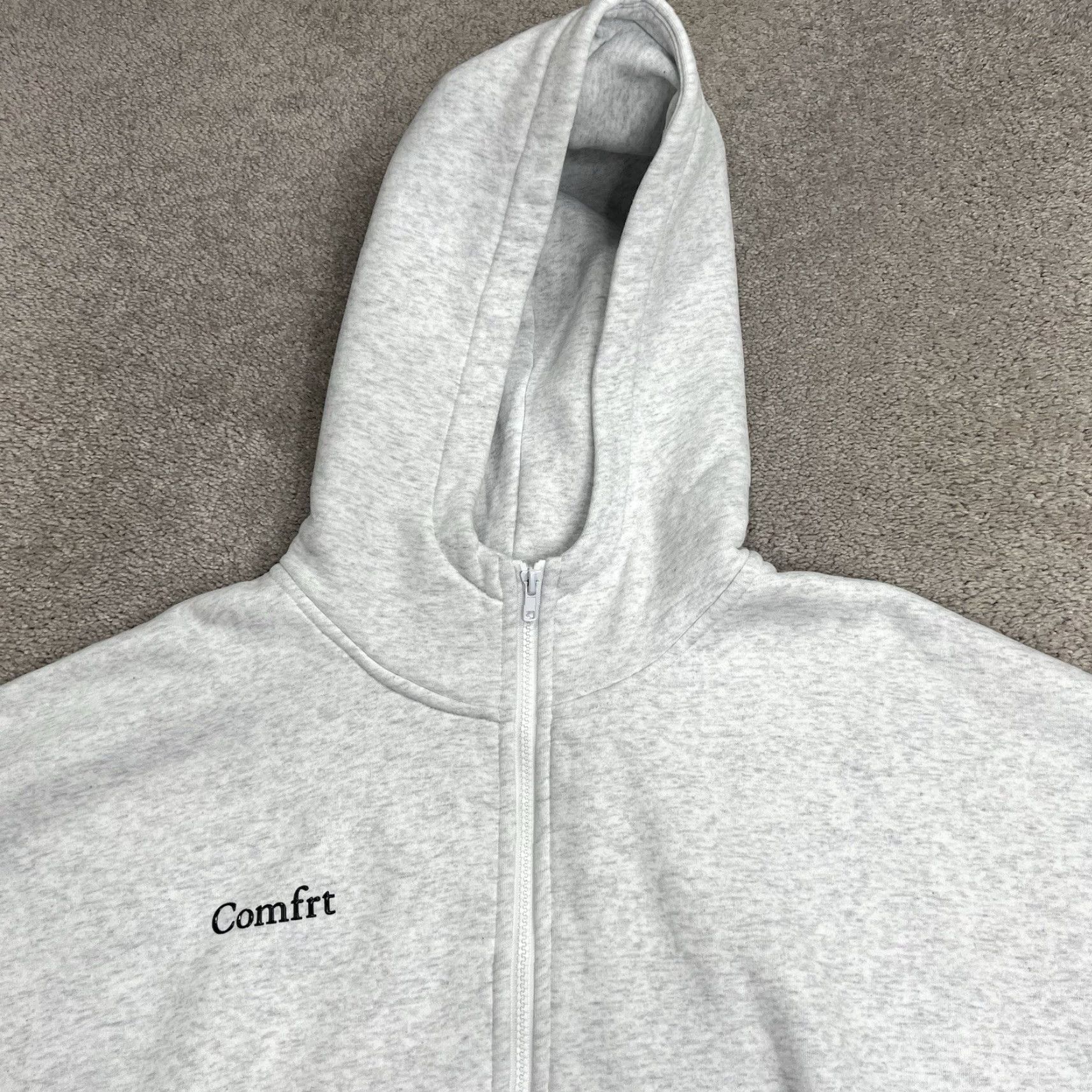 Vintage VINTAGE Comfrt Hoodie Unisex 2XL Light Gray Full Zip Heavyweight Oversized Sweatshirt Size US XXL / EU 58 / 5 - 3 Thumbnail