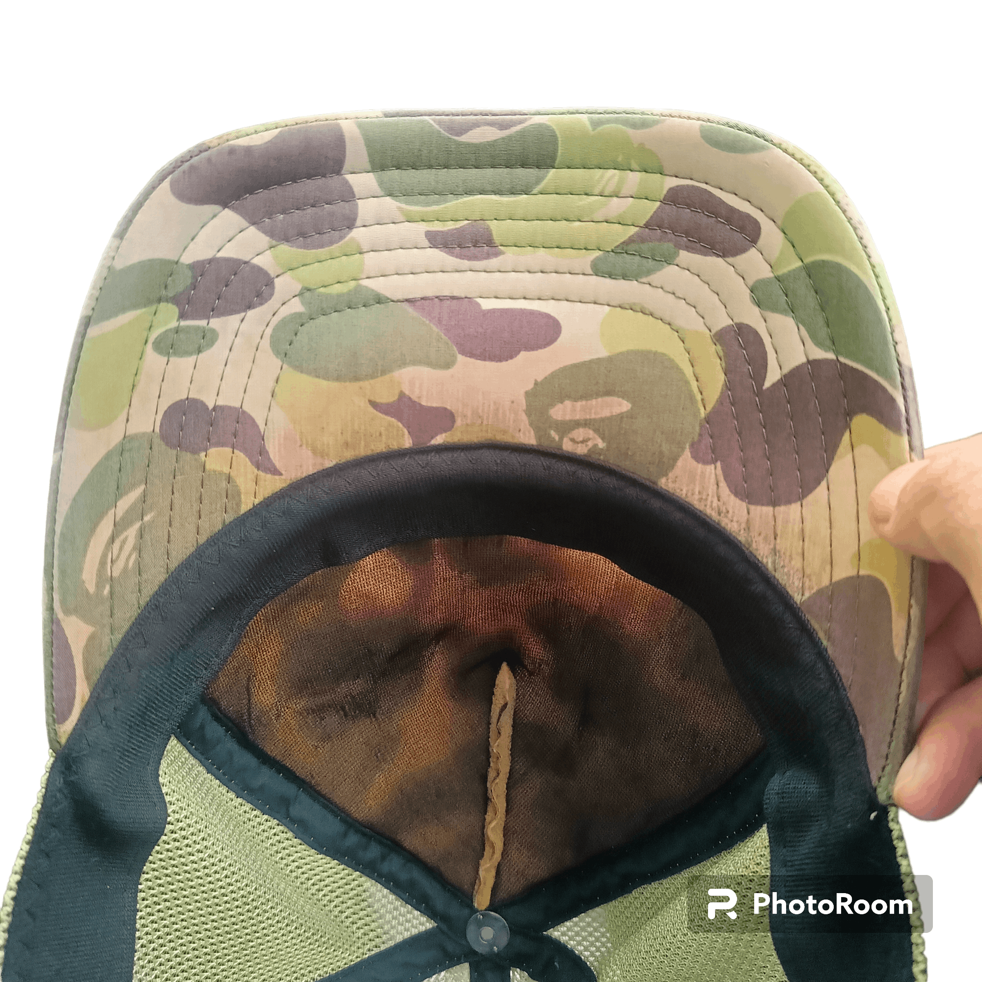 Bape × Vintage Vintage BAPE Camo NYC Logo distressed Mesh Cap Size ONE SIZE - 5 Thumbnail