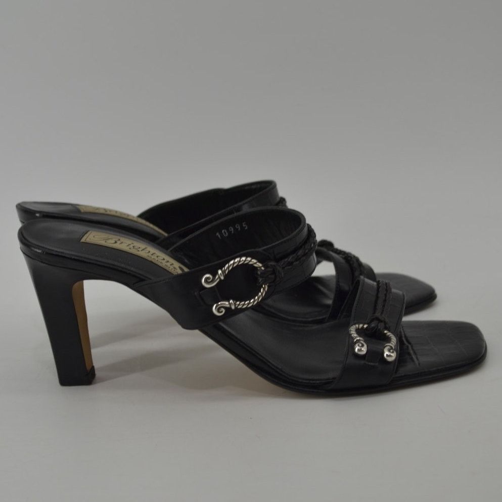 Brighton Brighton Raven Leather Black Slip On Heels Sandals Croc 8 M Size US 8 / IT 38 - 5 Thumbnail
