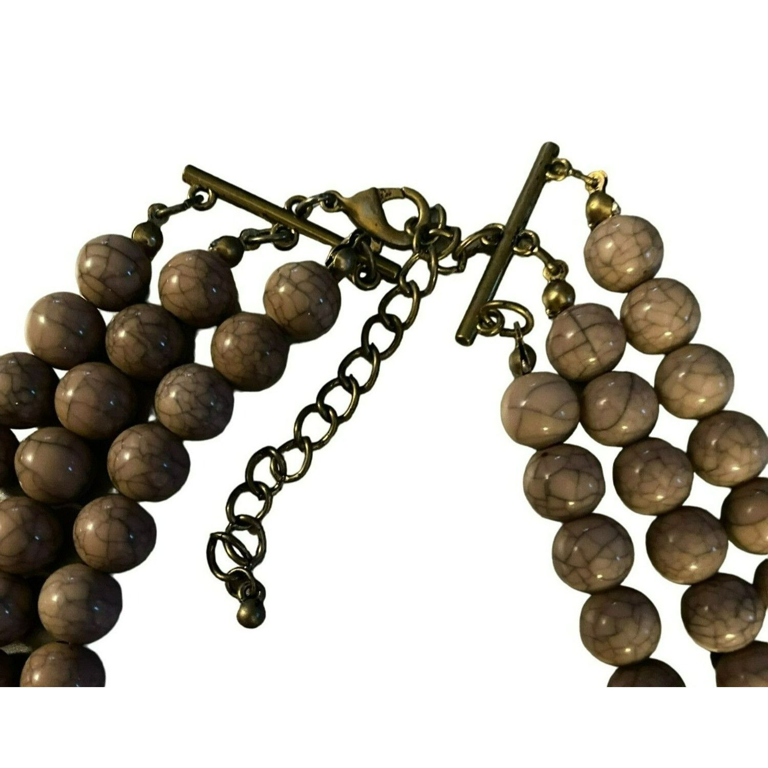 Other Triple Strand Brown Beaded Necklace With Turquoise & Crystal Size ONE SIZE - 4 Thumbnail