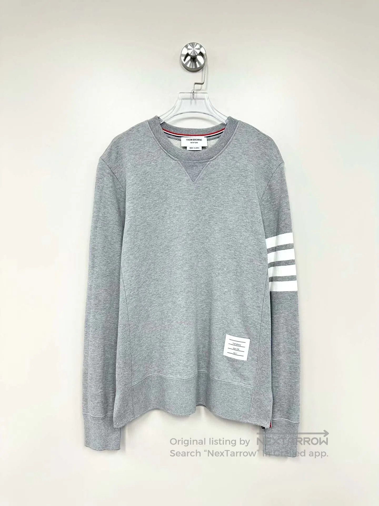 Thom Browne Thom Browne Gray Classic Four-Stripe Long Sleeve Sweater| Size US L / EU 52-54 / 3 - 1 Thumbnail