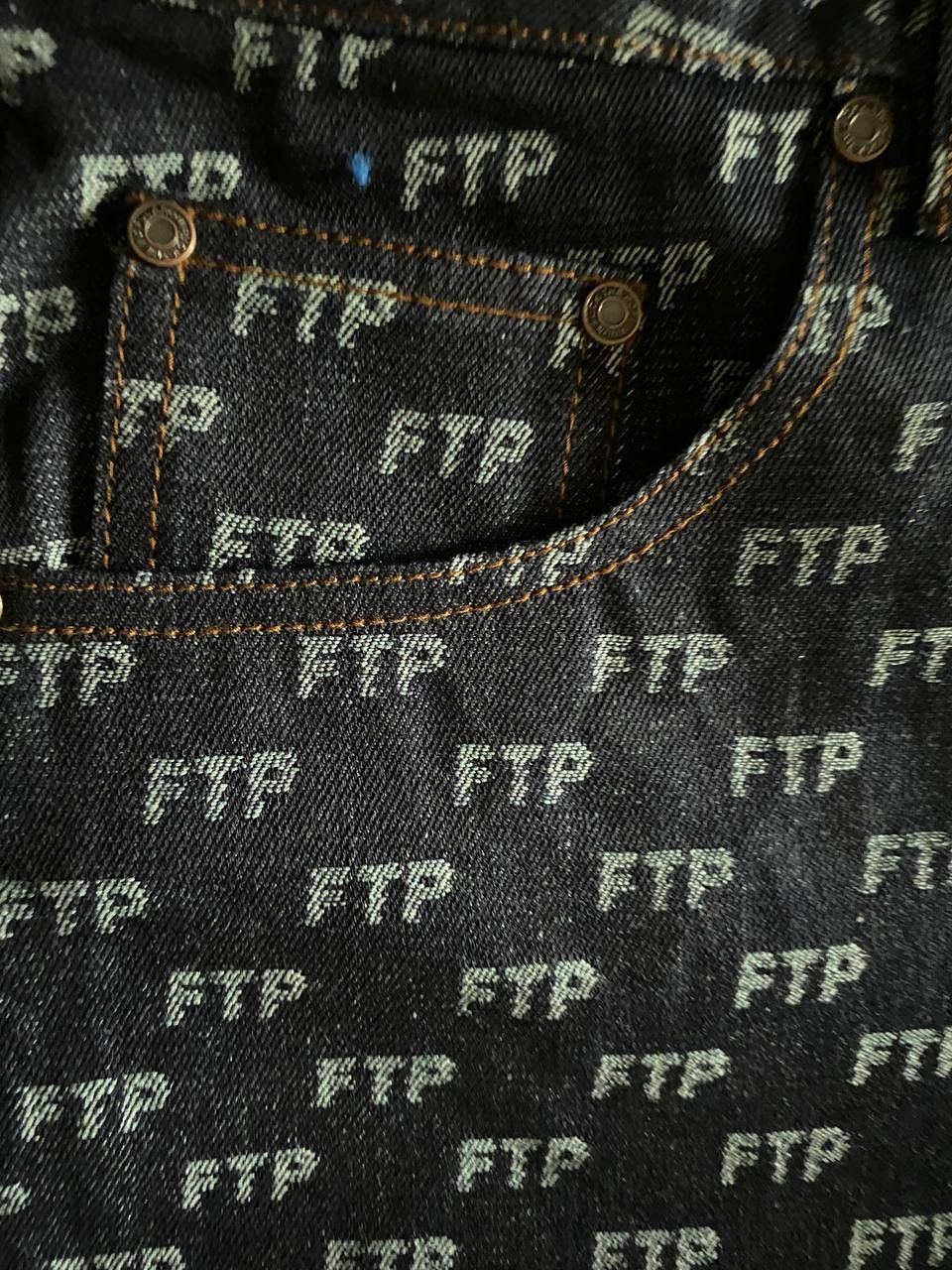 Fuck The Population FTP - Jacquard Denim Logo Trucker Pants Size US 34 / EU 50 - 3 Thumbnail