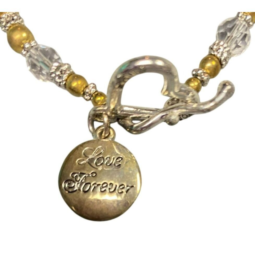 Other Gold Silver and Clear Beaded Mom Bracelet With Heart Toggle Size ONE SIZE - 4 Thumbnail